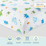 Dinosaur Land 100% Cotton Flannel Fitted Crib Sheet