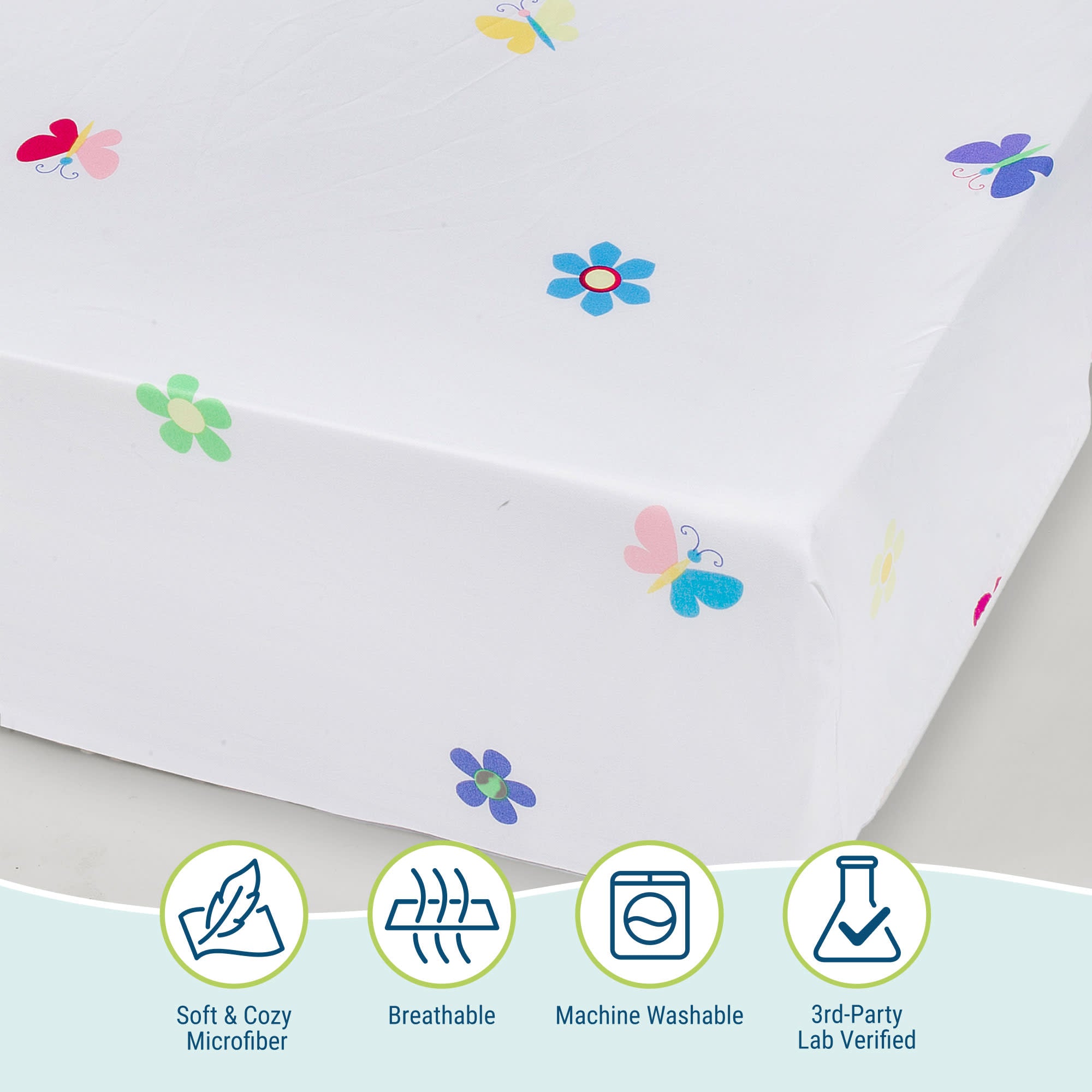 Butterfly Garden Blue Microfiber Fitted Crib Sheet