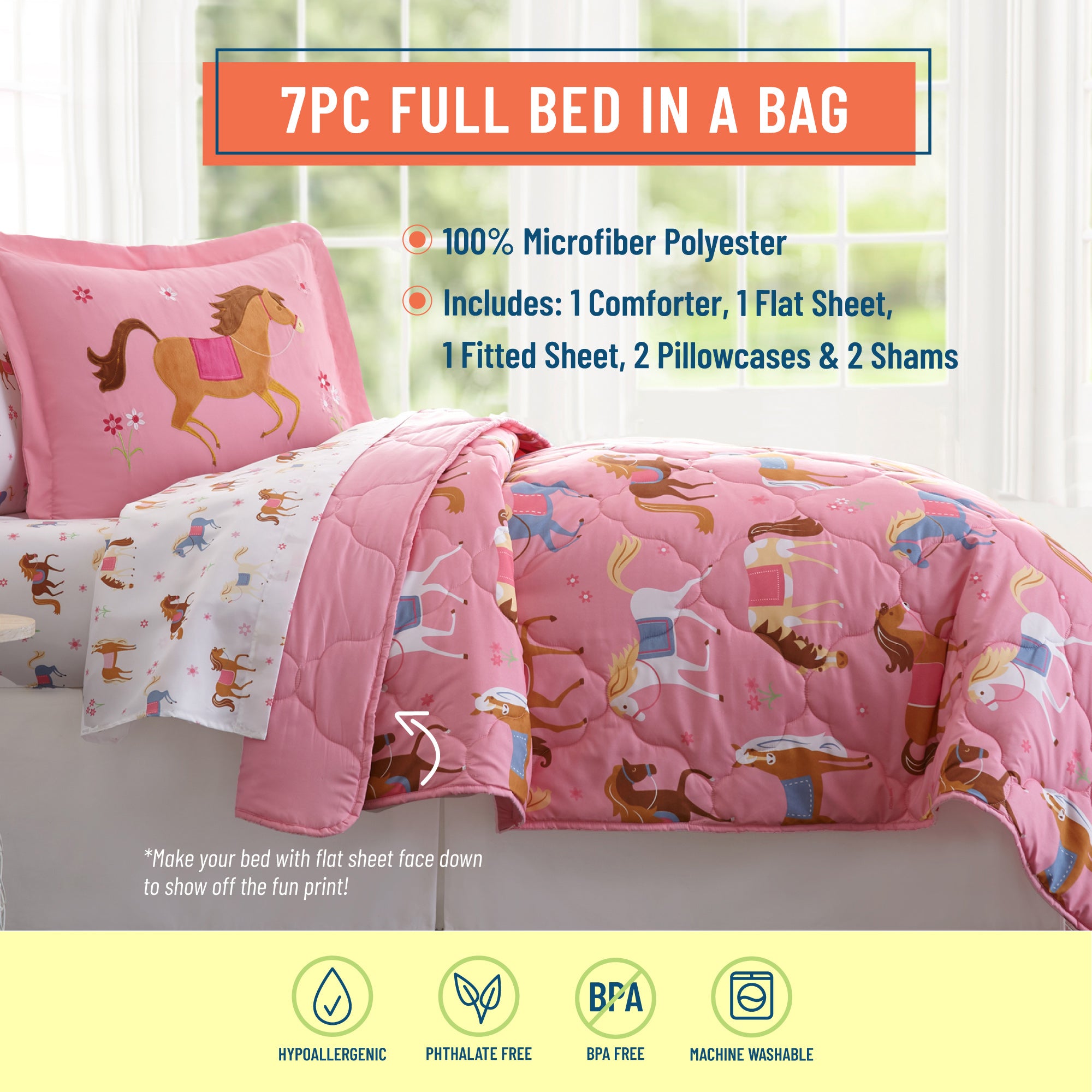 Horses 7 pc Microfiber Bed in a Bag - Full