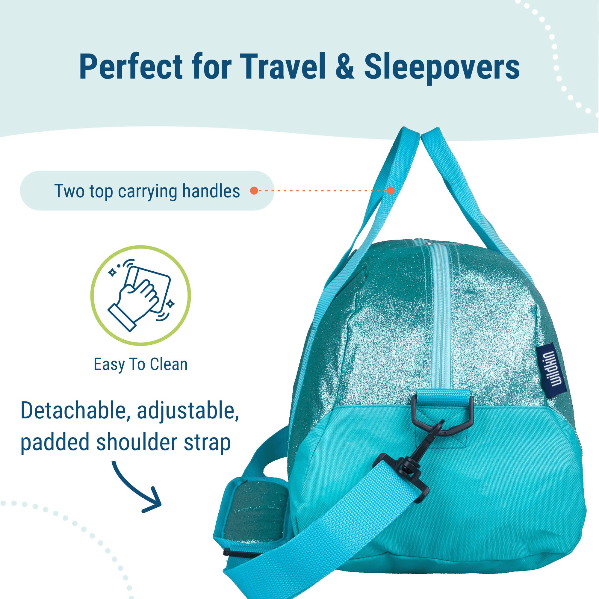 Blue Glitter Overnighter Duffel Bag