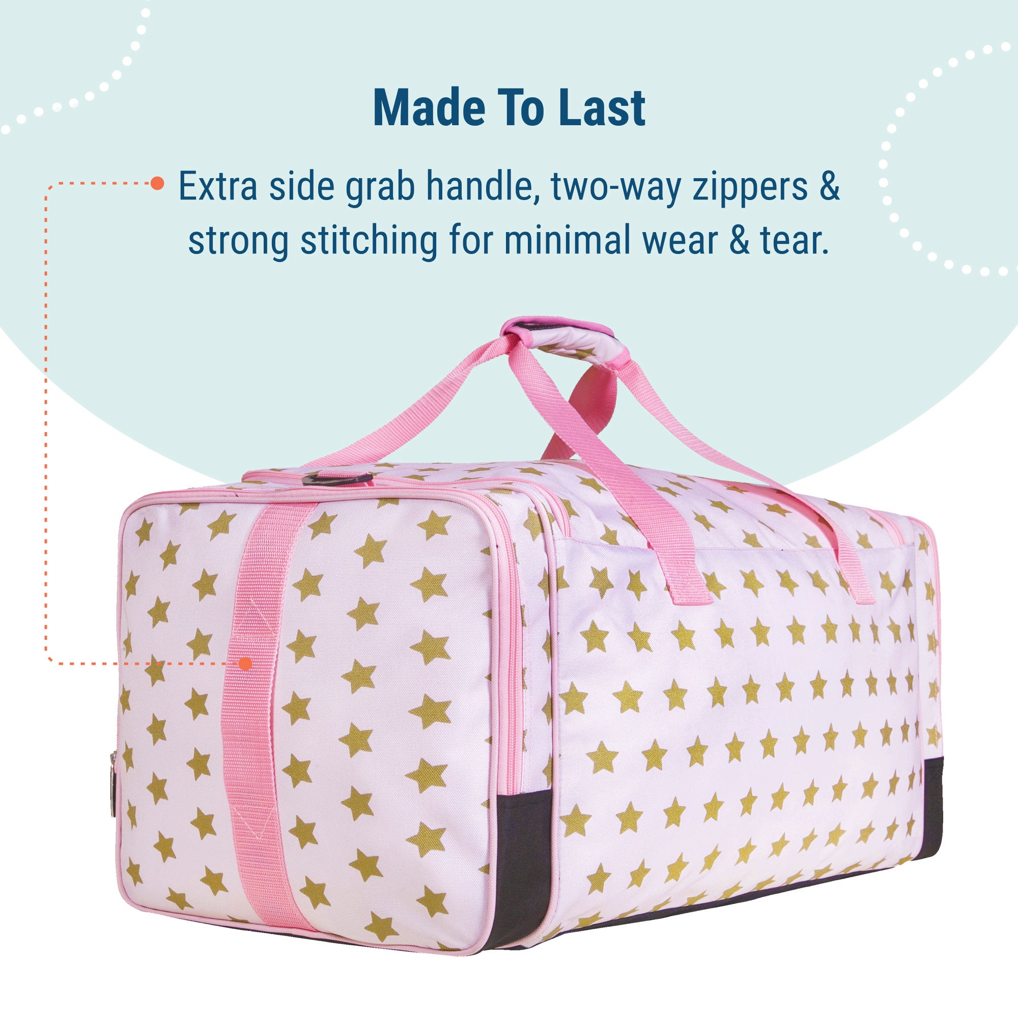 Pink and Gold Stars Weekender Duffel Bag