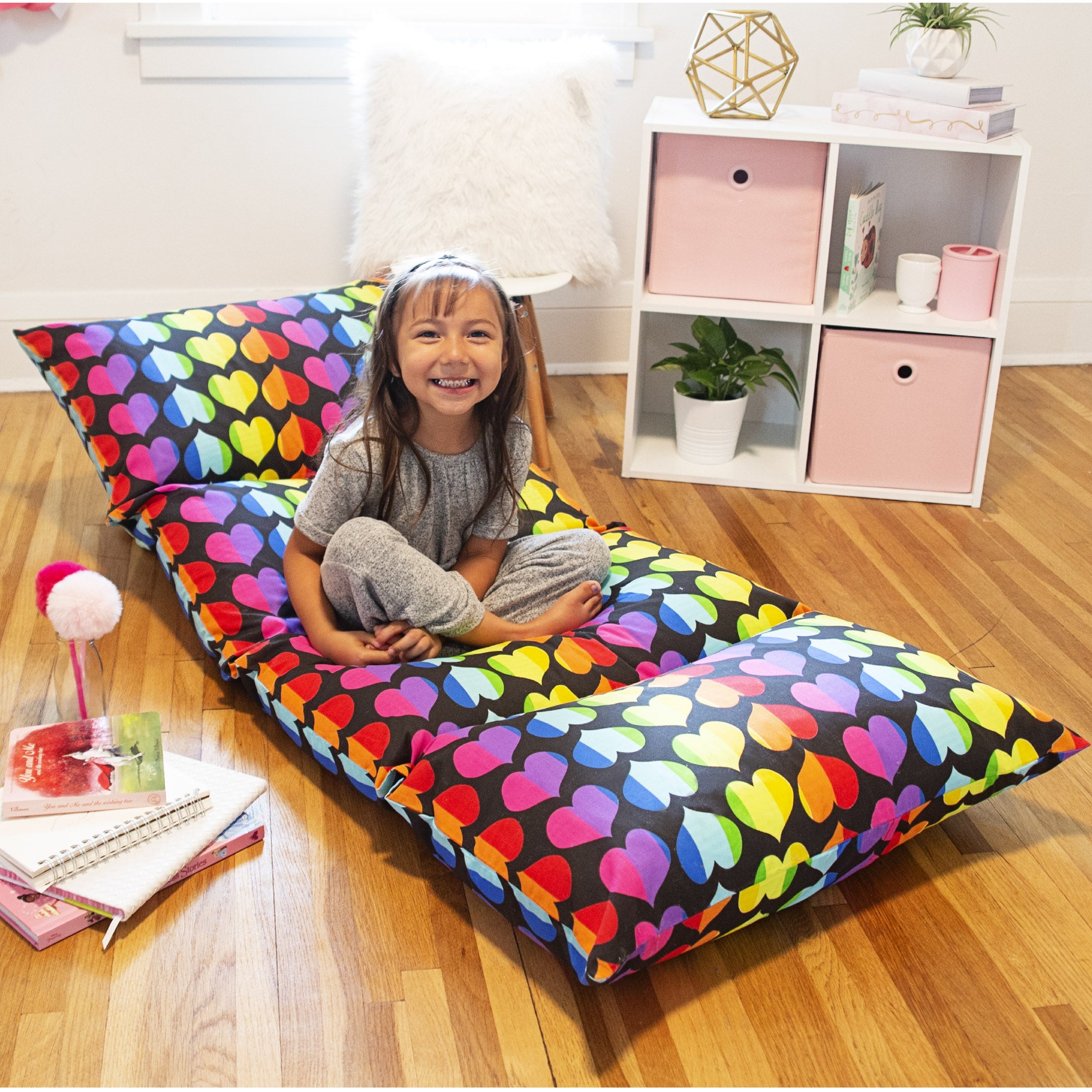 Rainbow Hearts Original Pillow Lounger