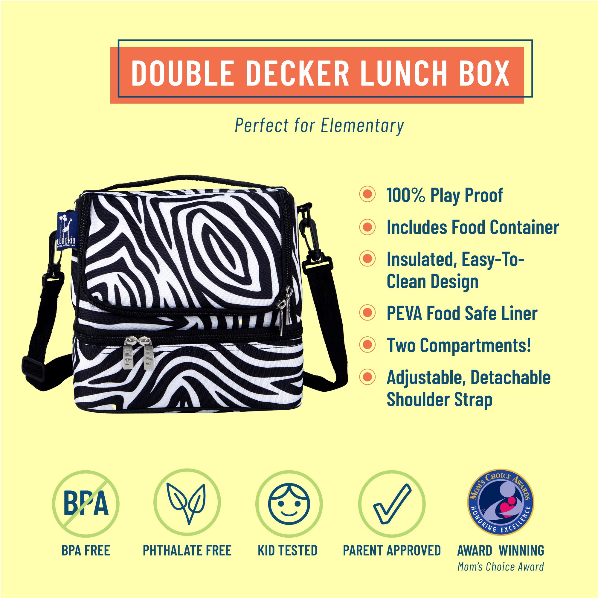Zebra Two Compartment Lunch Bag