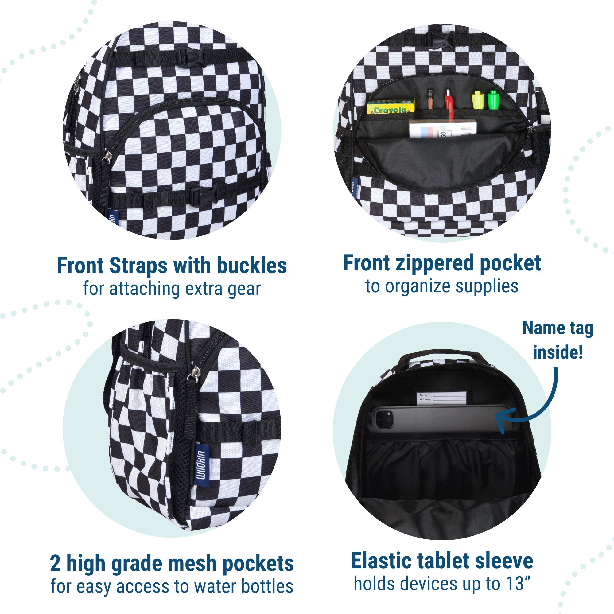 Black and White Checkered ECO rPET Next Gen Backpack - 17 Inch / 18L