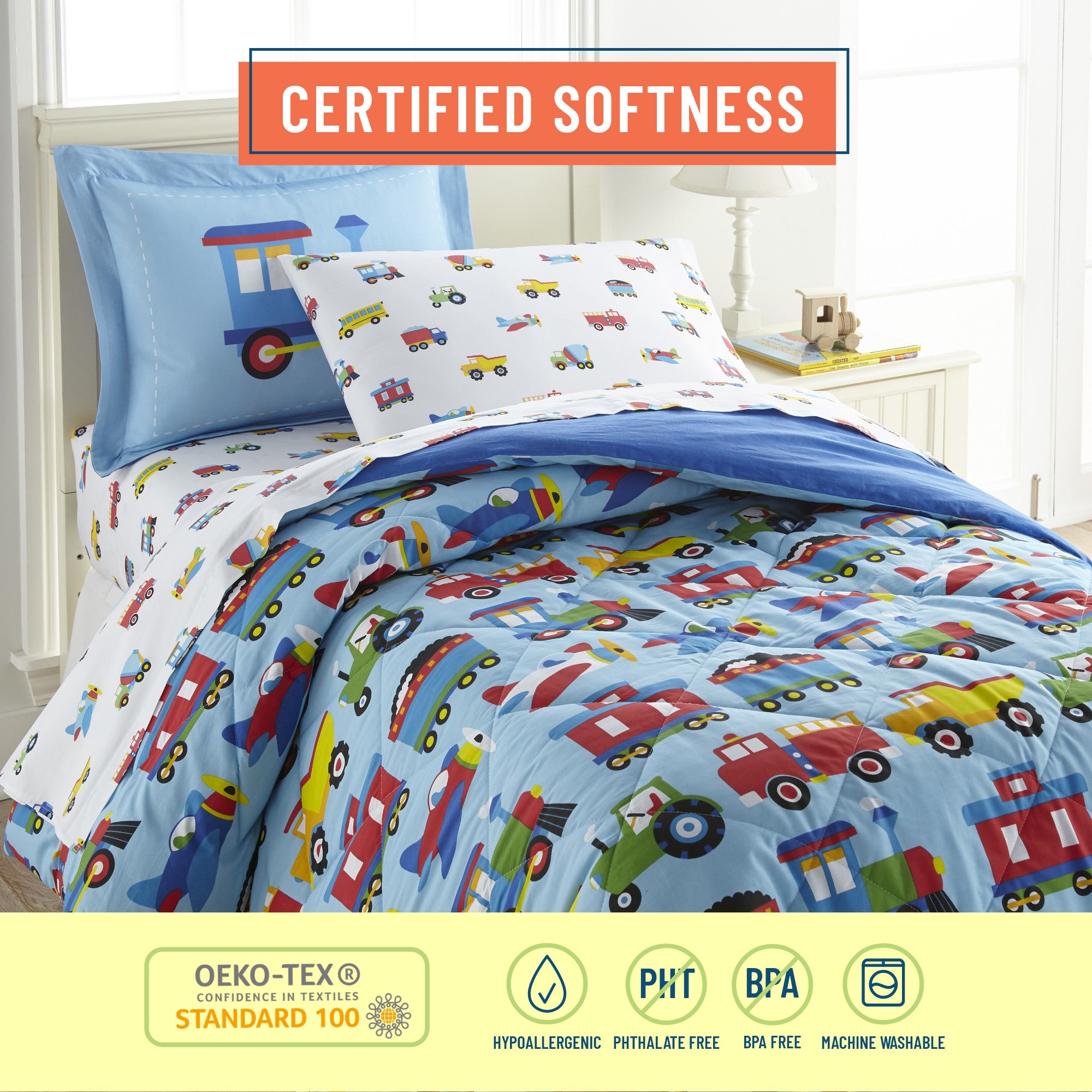 Trains Planes & Trucks 100% Cotton Flannel Sheet Set