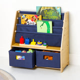 Sling Bookshelf w/ Storage - Natural w/ Blue Canvas