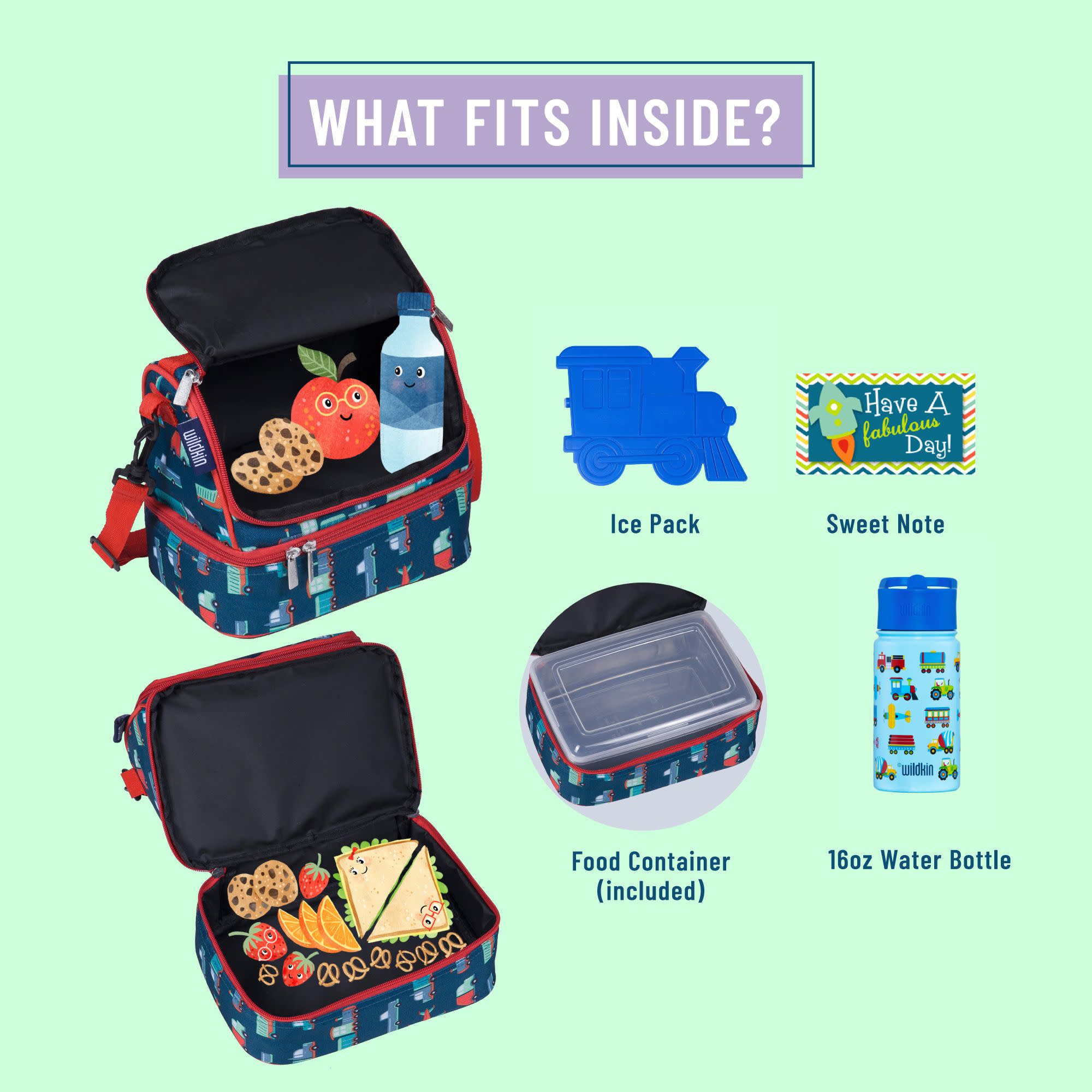 Transportation Two Compartment Lunch Bag