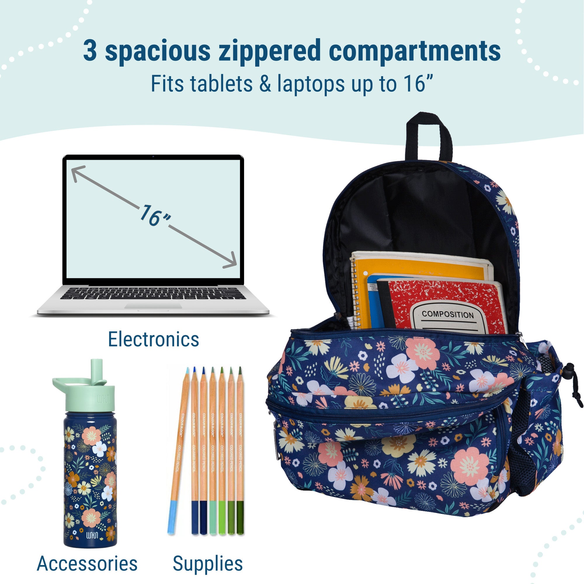 Wildflower Bloom 17 Inch Backpack