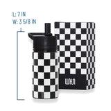 Black and White Checkered 14 oz Steel Water Bottle