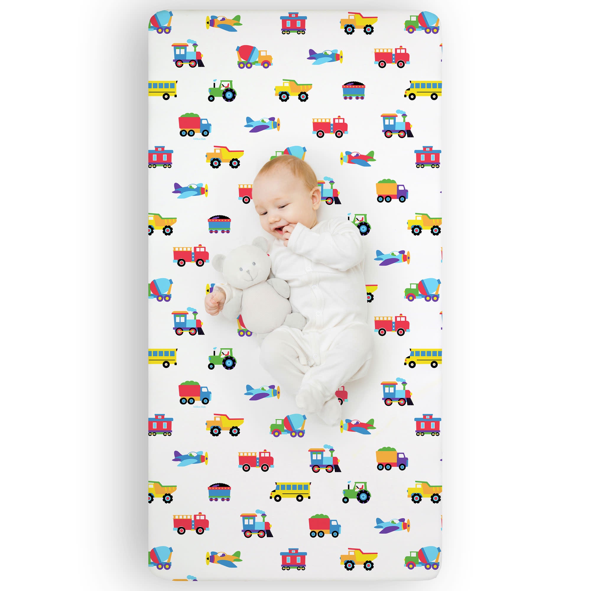 Trains, Planes & Trucks Microfiber Fitted Crib Sheet