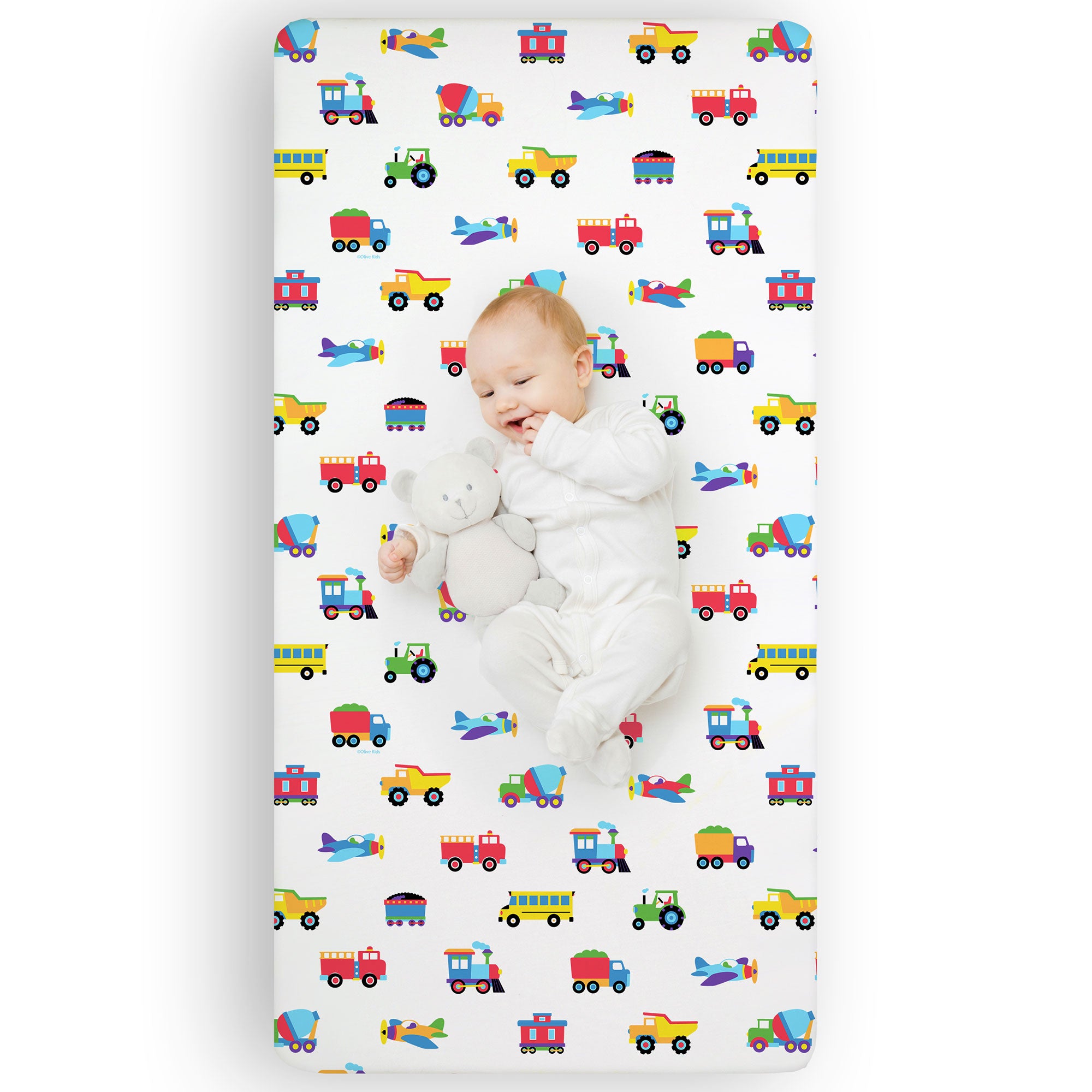 Trains, Planes & Trucks Microfiber Fitted Crib Sheet