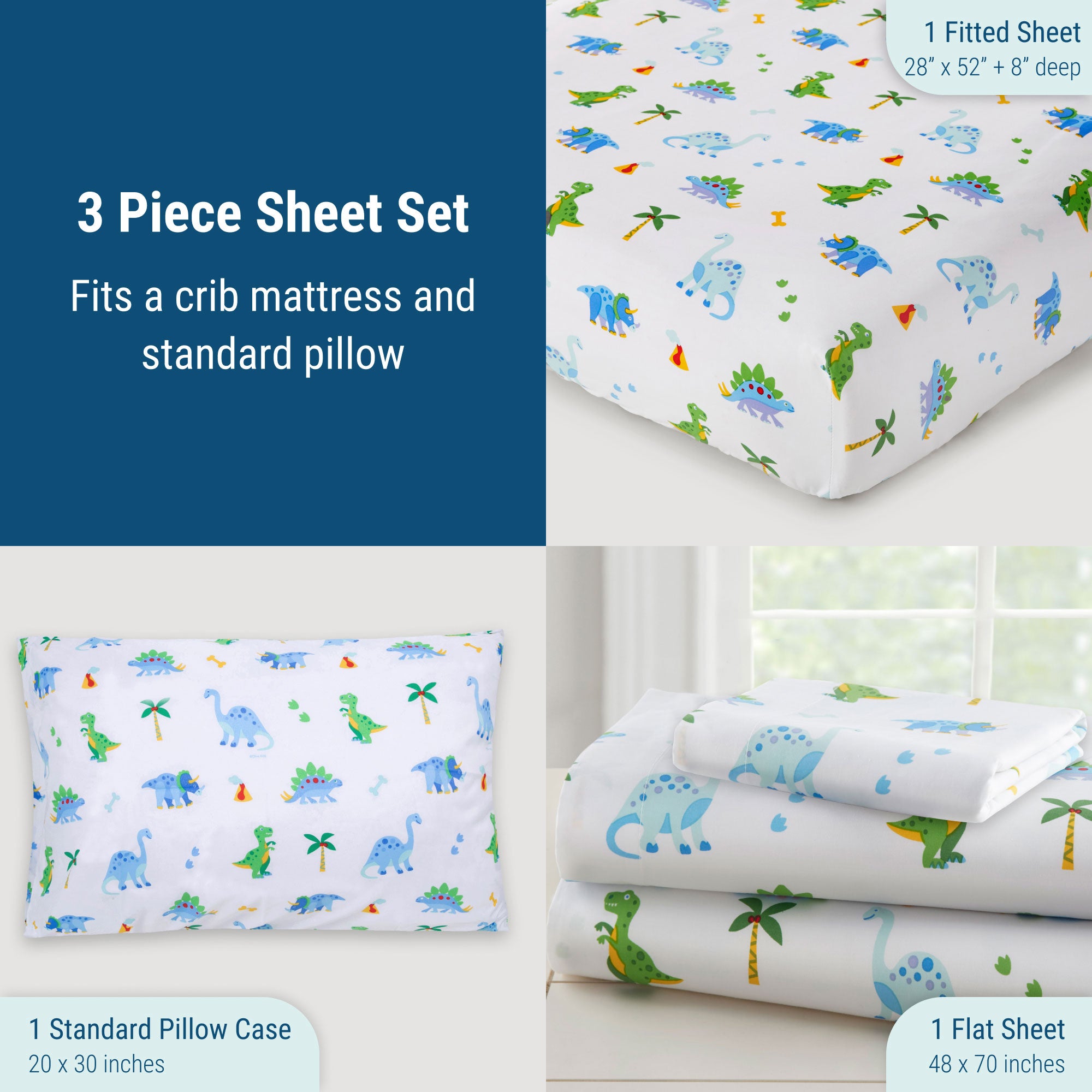 Dinosaur Land 100% Cotton Sheet Set - Toddler