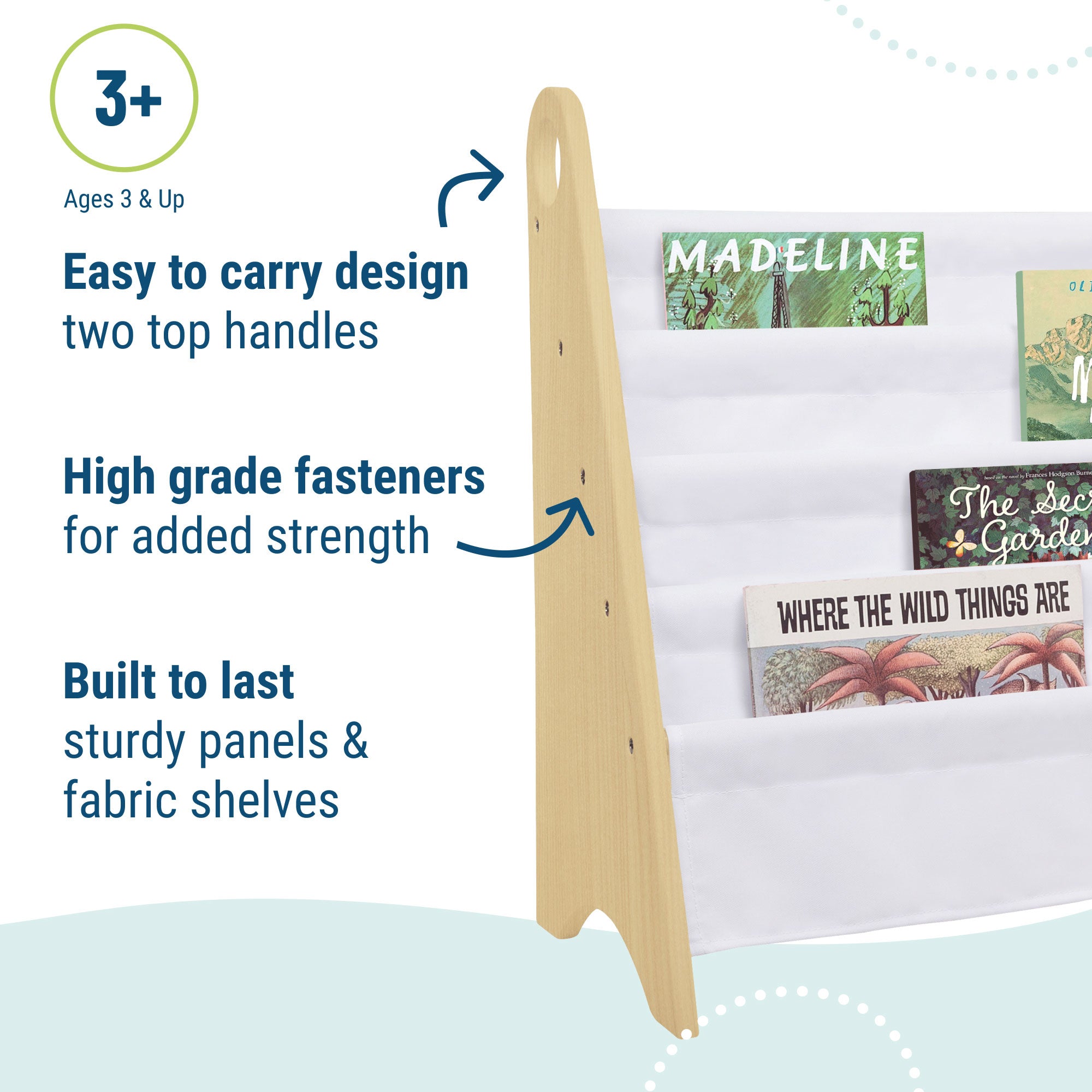 Modern Sling Bookshelf - Natural w/ White