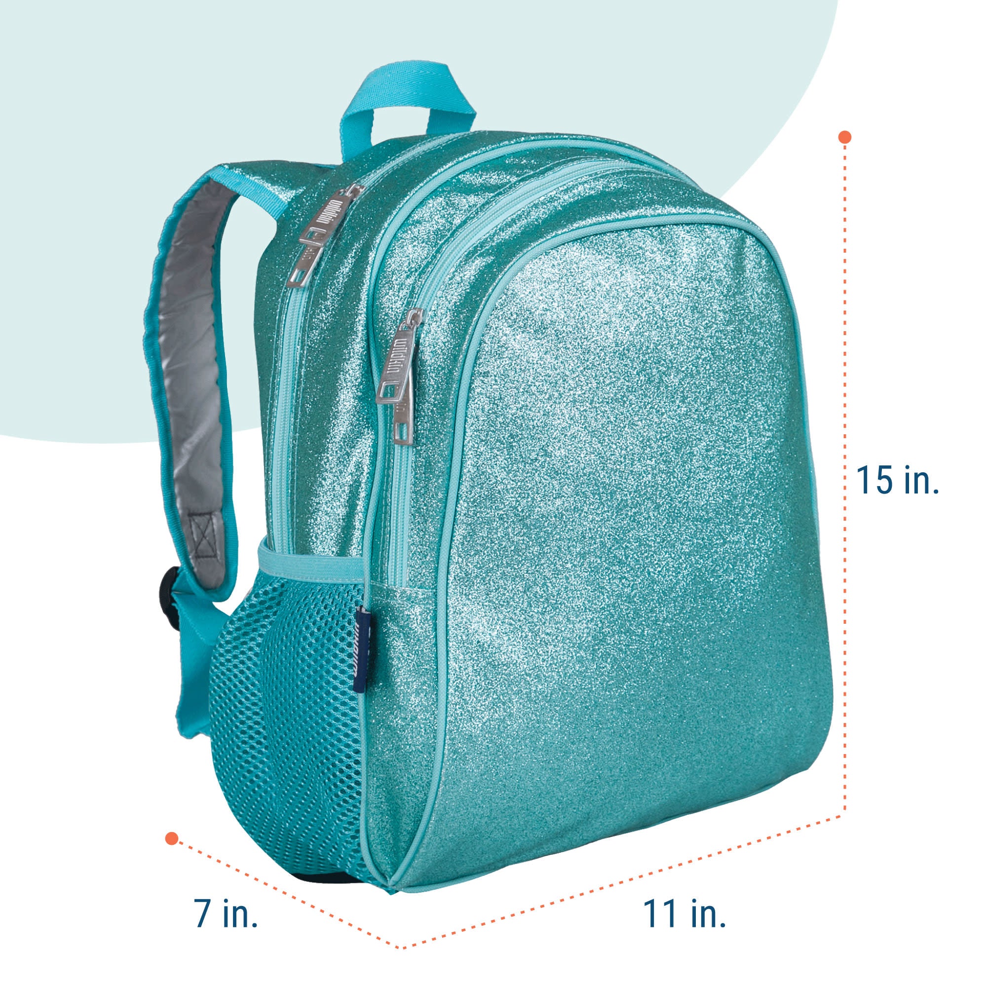 Blue Glitter 15 Inch Backpack