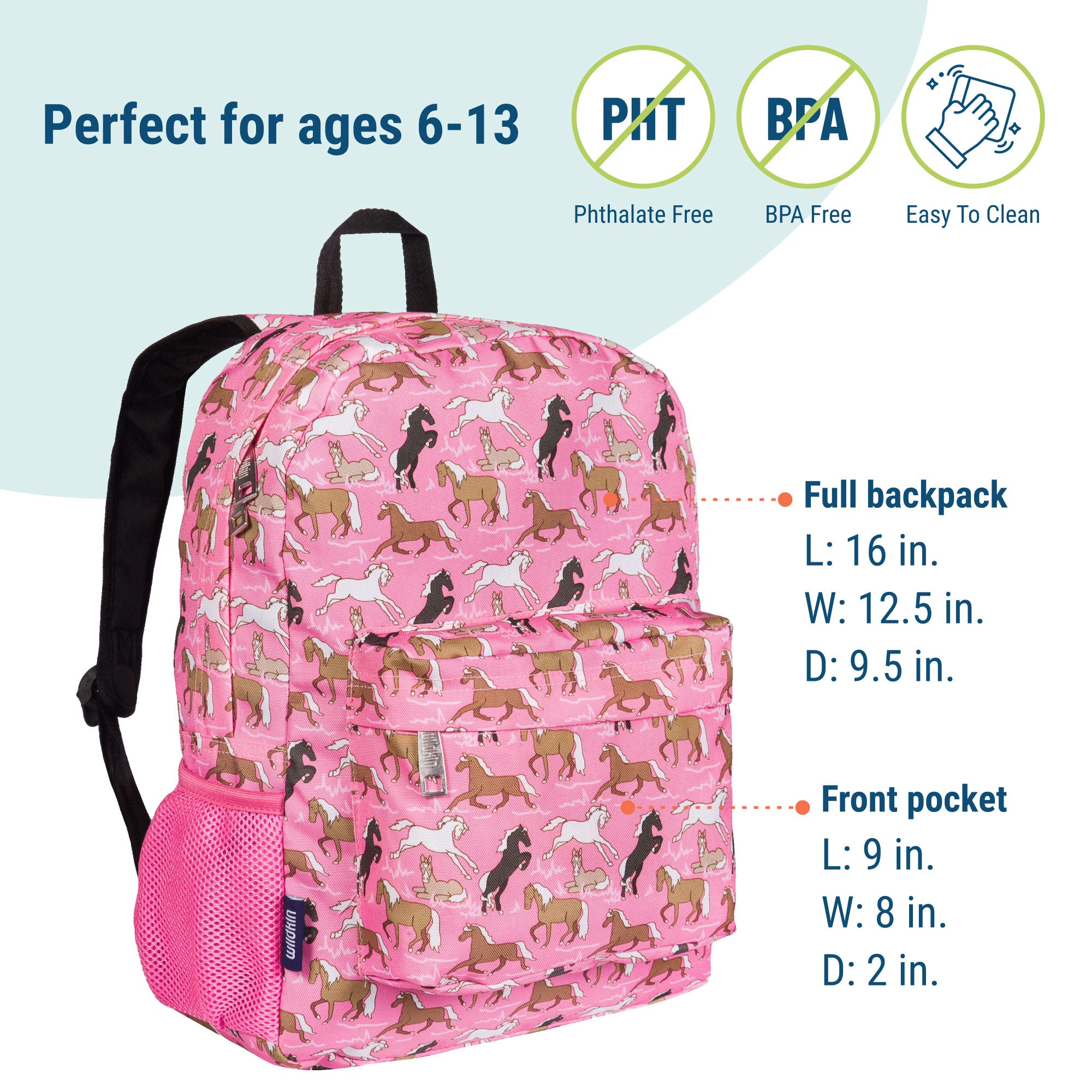 Horses in Pink 16 Inch Backpack