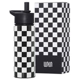 Black and White Checkered 18 oz Steel Water Bottle