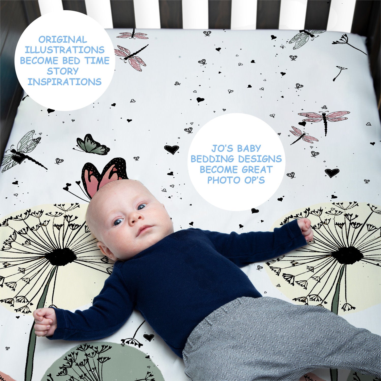 100% Cotton Fitted Crib Sheet - Dandelion Dreams