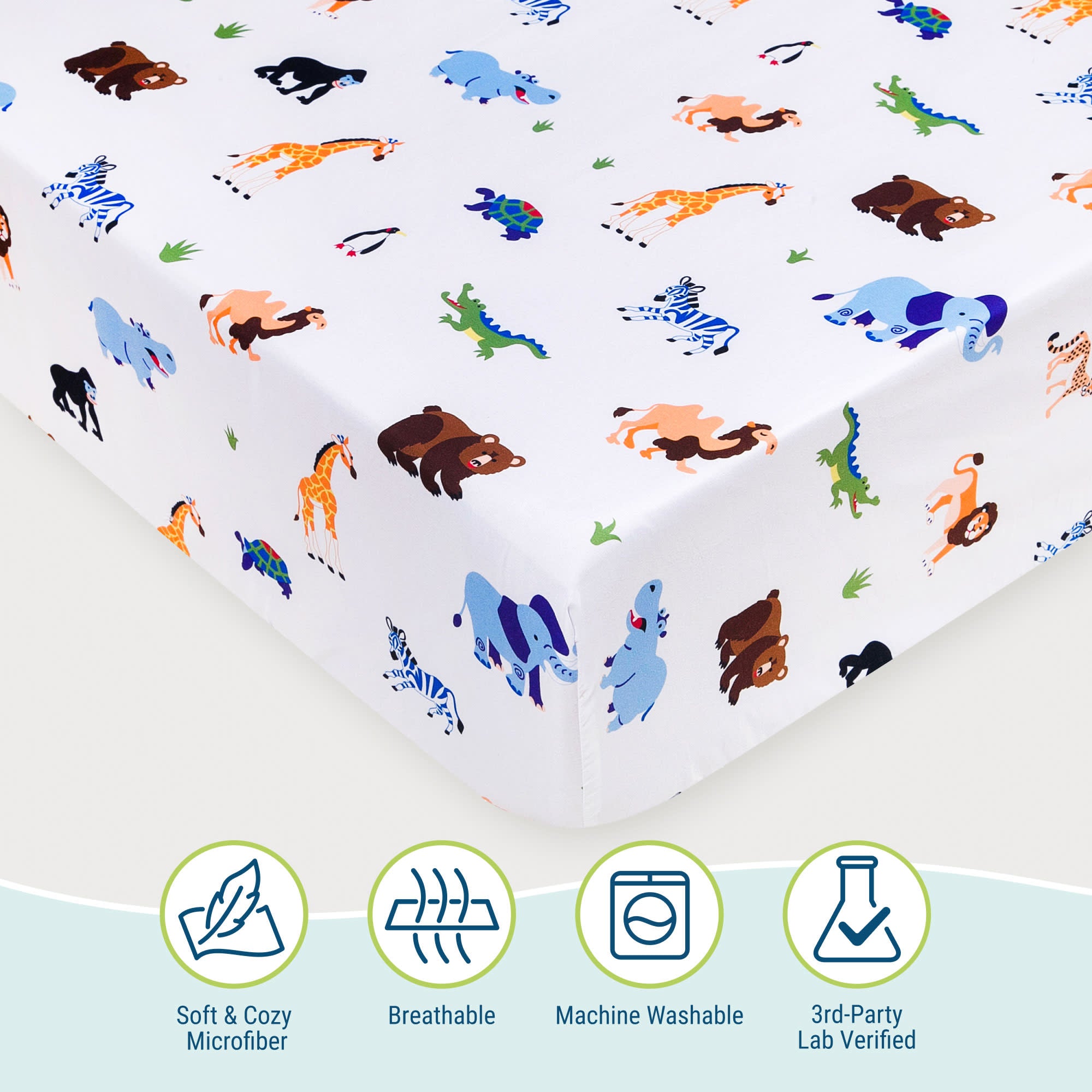 Wild Animals Microfiber Fitted Crib Sheet