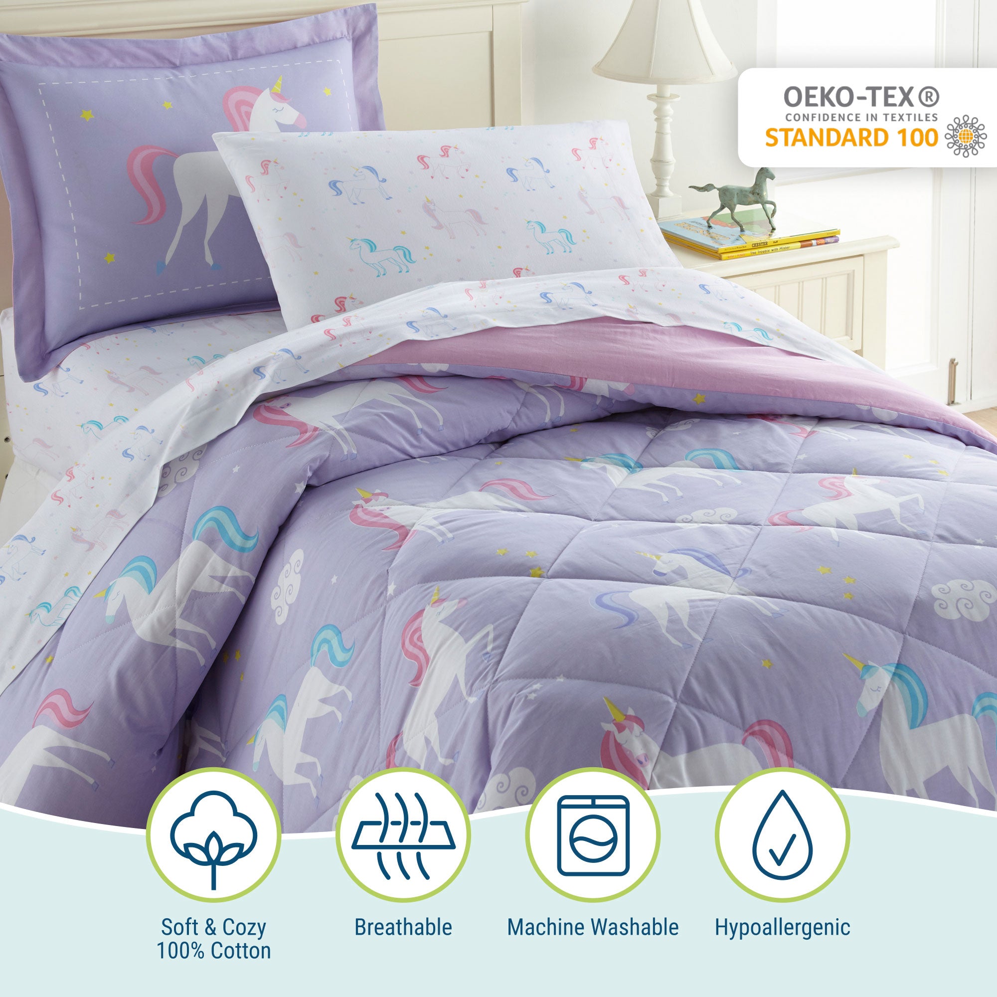 Unicorn 5 pc Cotton Bed in a Bag - Twin