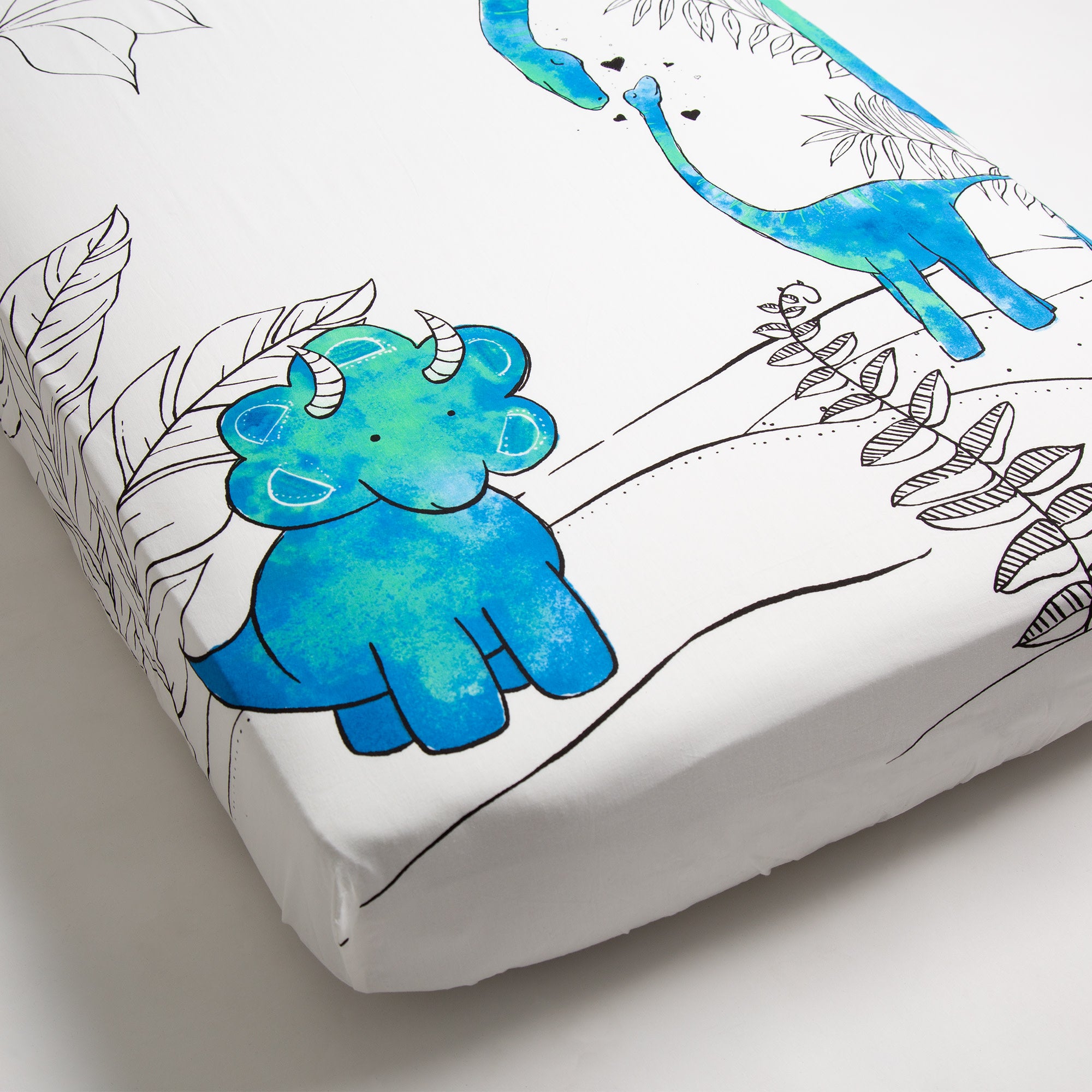 100% Cotton Fitted Crib Sheet - Blue Dinosaur