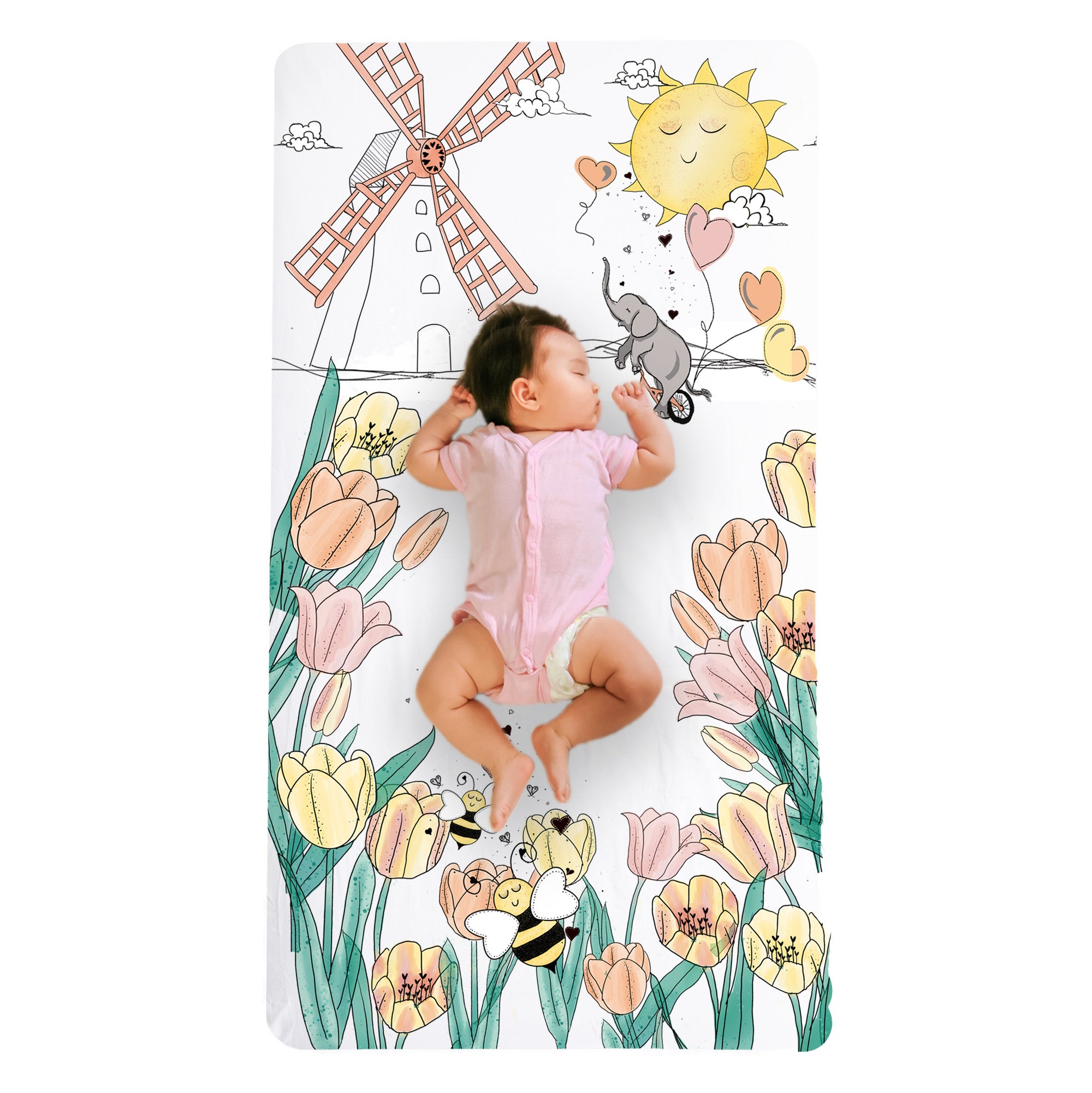 100% Cotton Fitted Crib Sheet - Tulip Fields