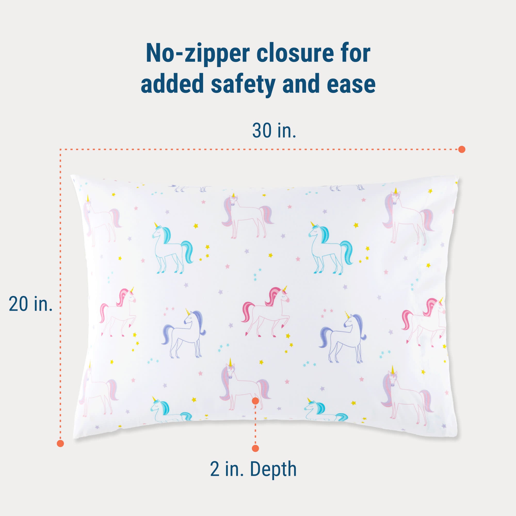 Unicorn 100% Cotton Percale Pillow Cases - 2 pack