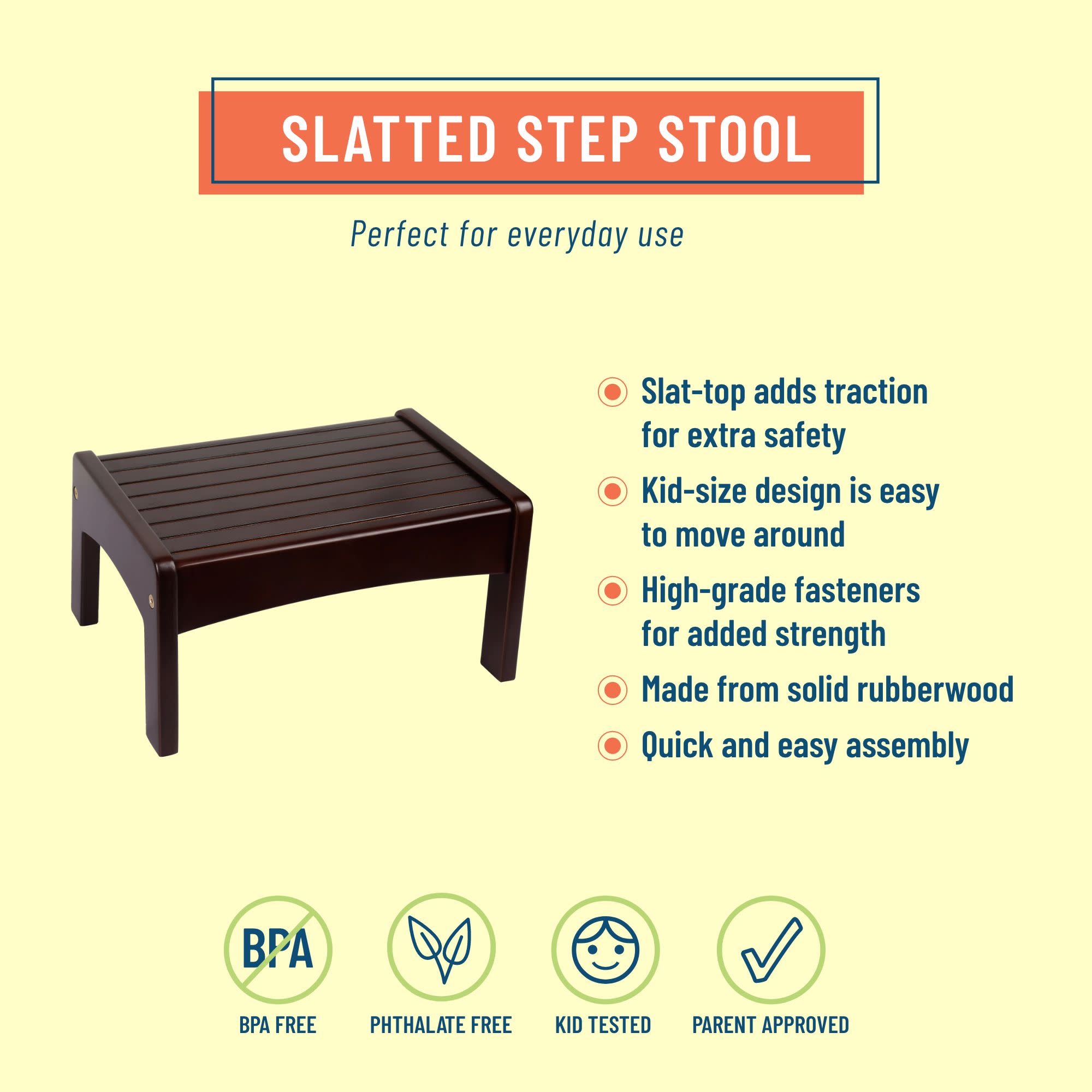 Slatted Step Stool - Espresso