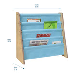 Premium Sling Bookshelf - Natural w/ Aqua