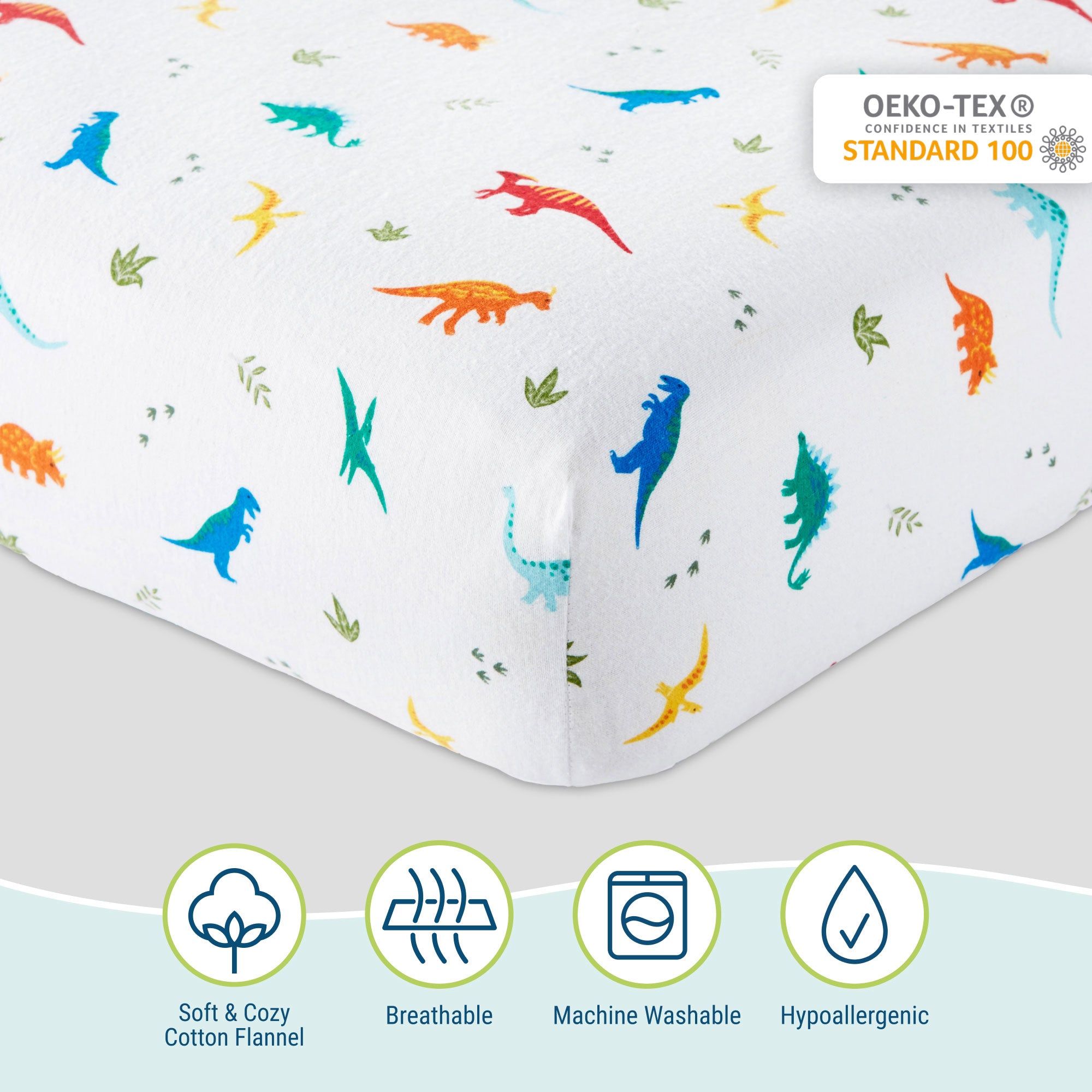 Jurassic Dinosaurs 100% Cotton Flannel Sheet Set