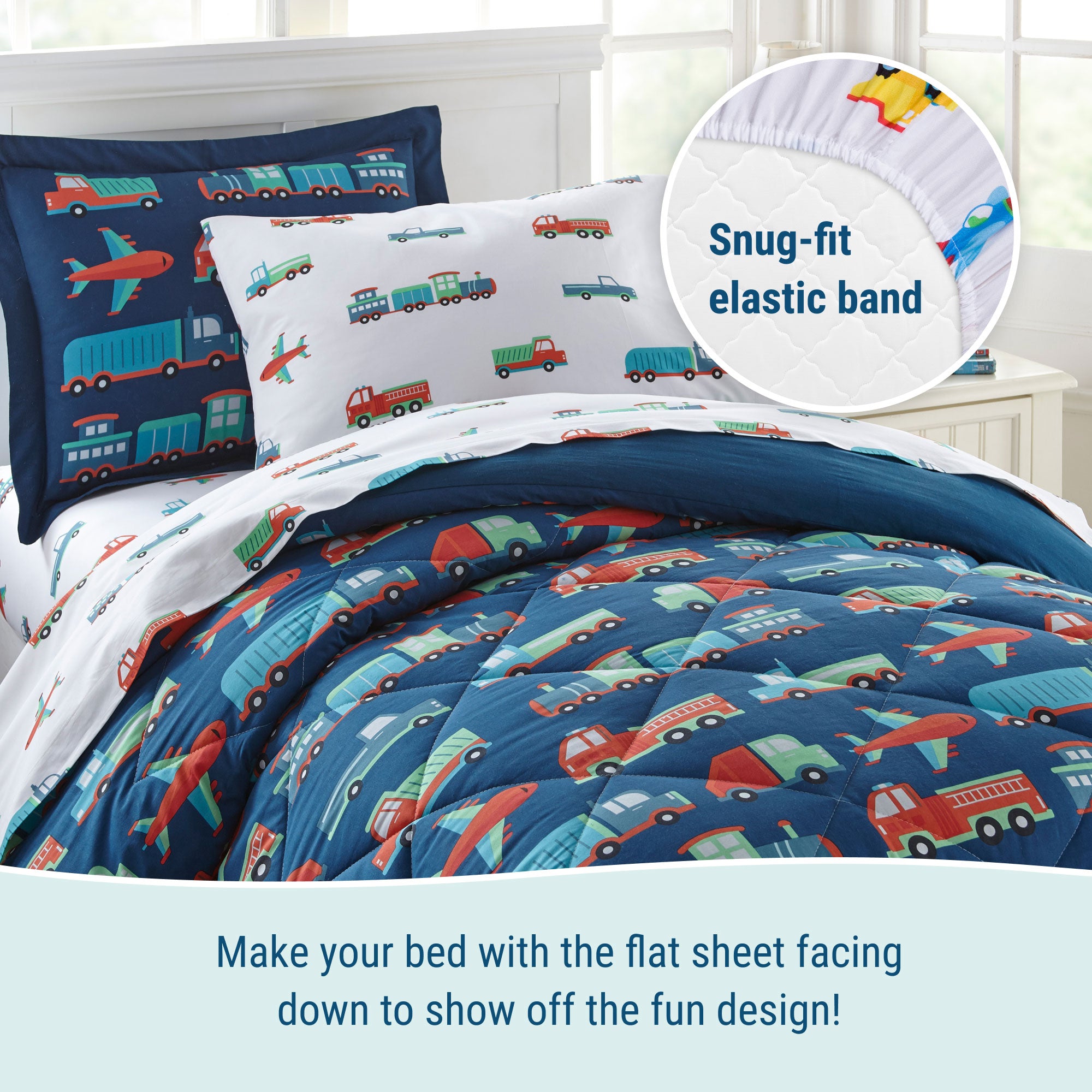 Transportation 5 pc Cotton Bed in a Bag - Twin