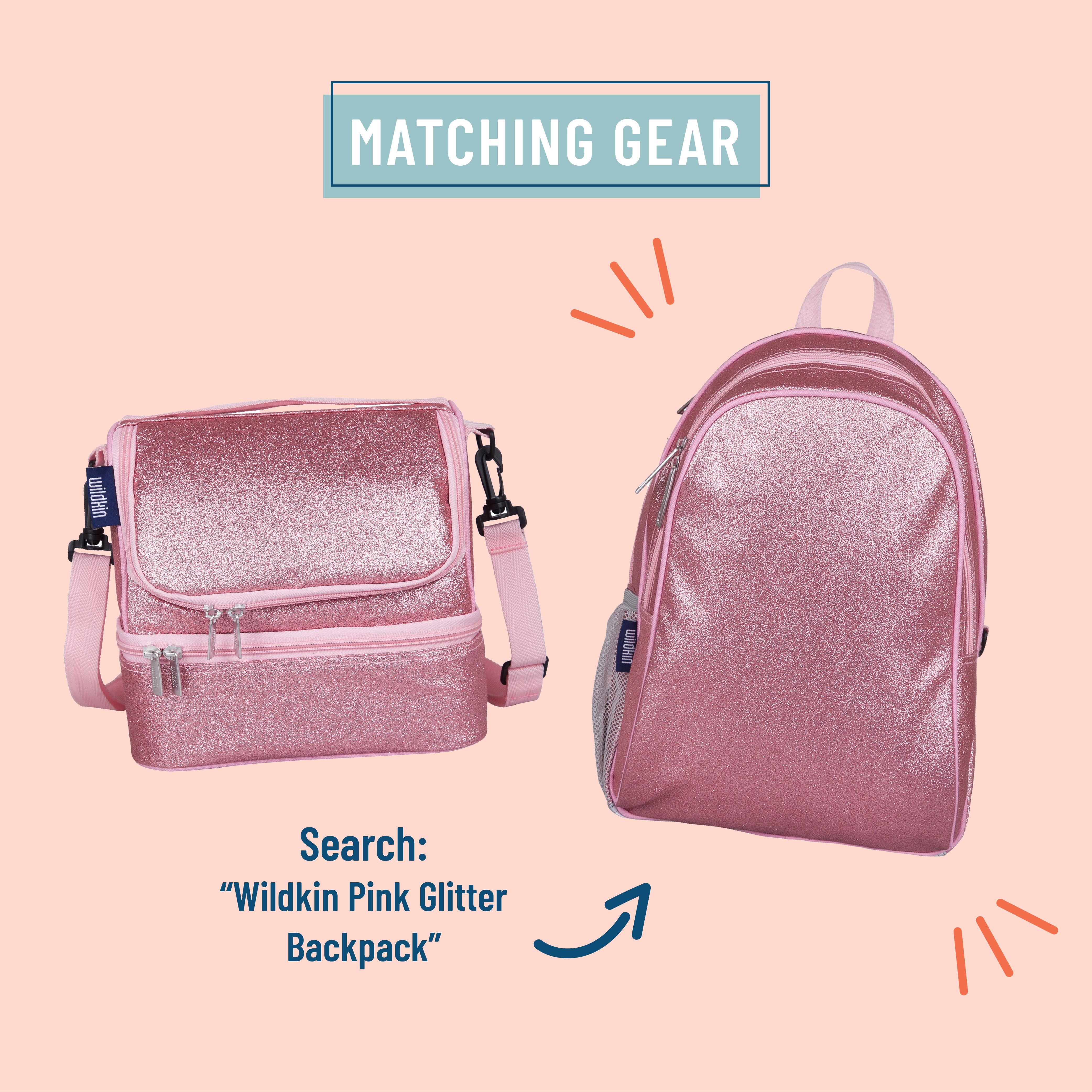 Pink Glitter Two Compartment Lunch Bag