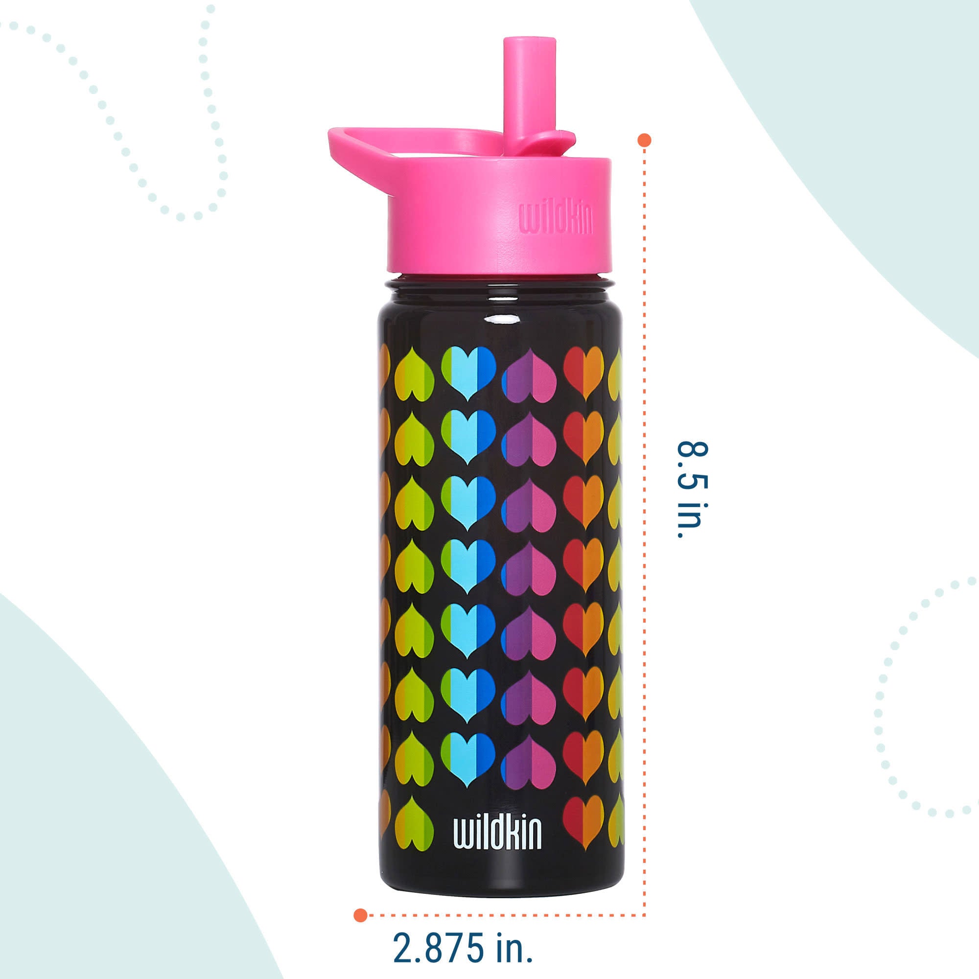 Rainbow Hearts 18 oz Steel Water Bottle