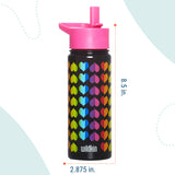 Rainbow Hearts 18 oz Steel Water Bottle