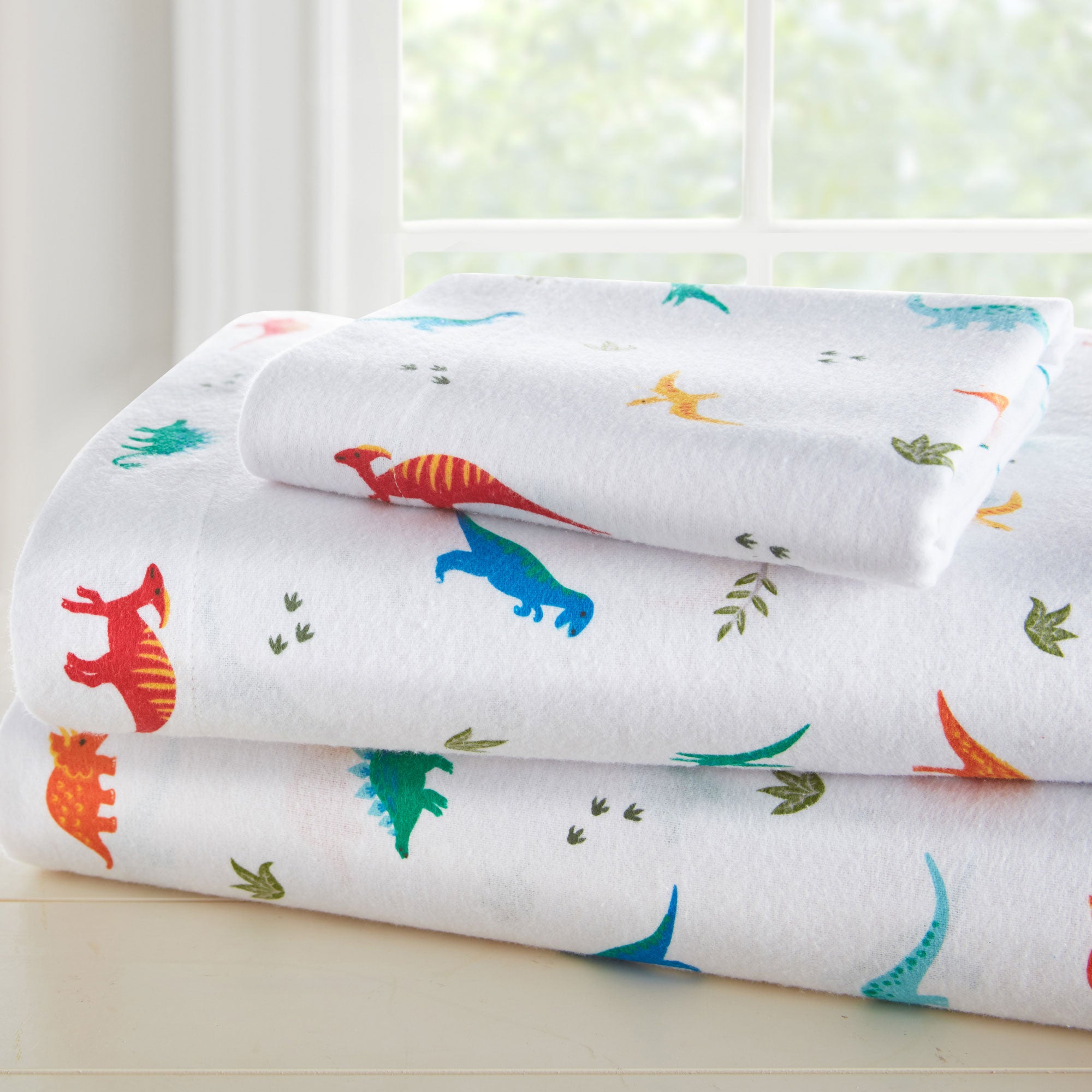 Jurassic Dinosaurs 100% Cotton Flannel Sheet Set