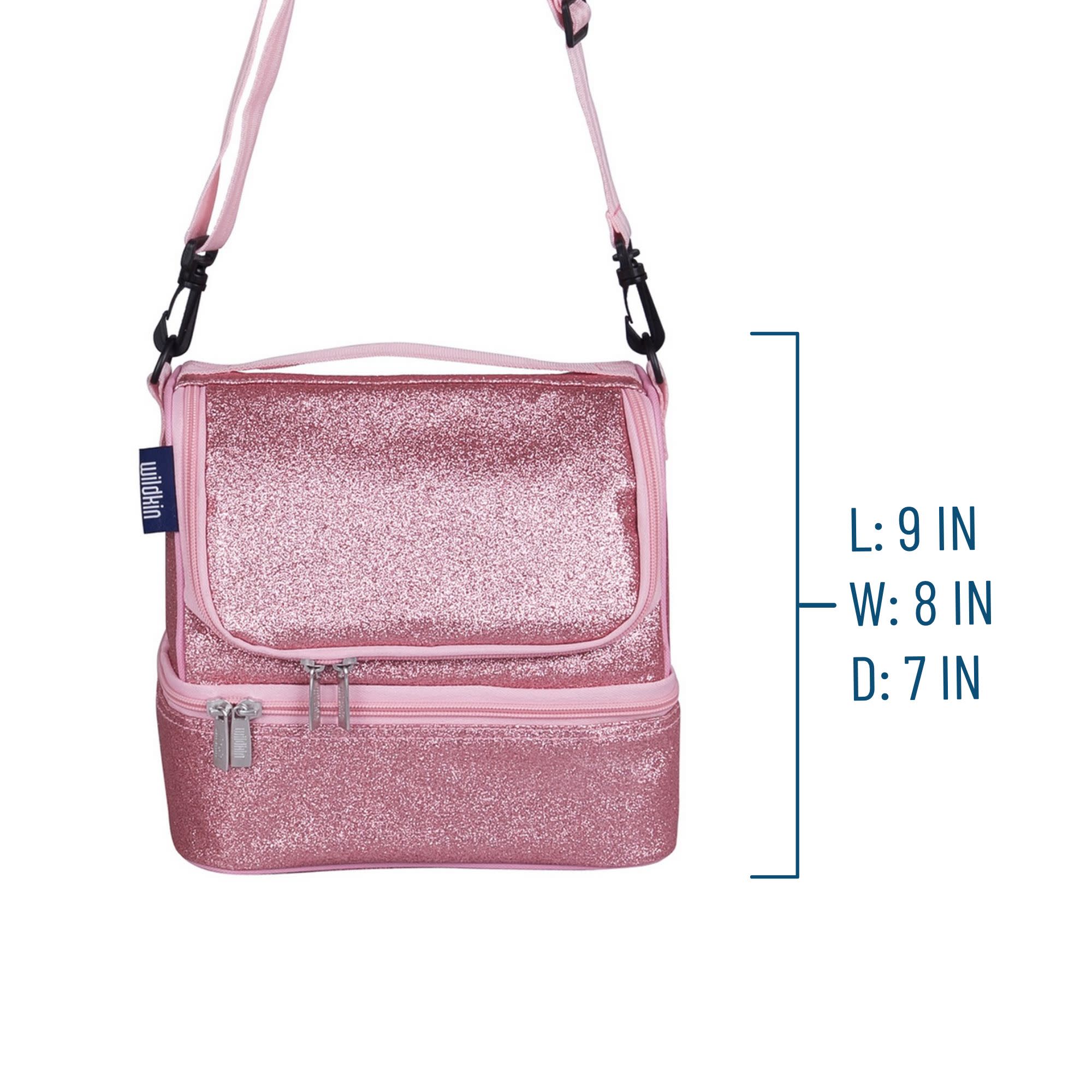 Pink Glitter Two Compartment Lunch Bag