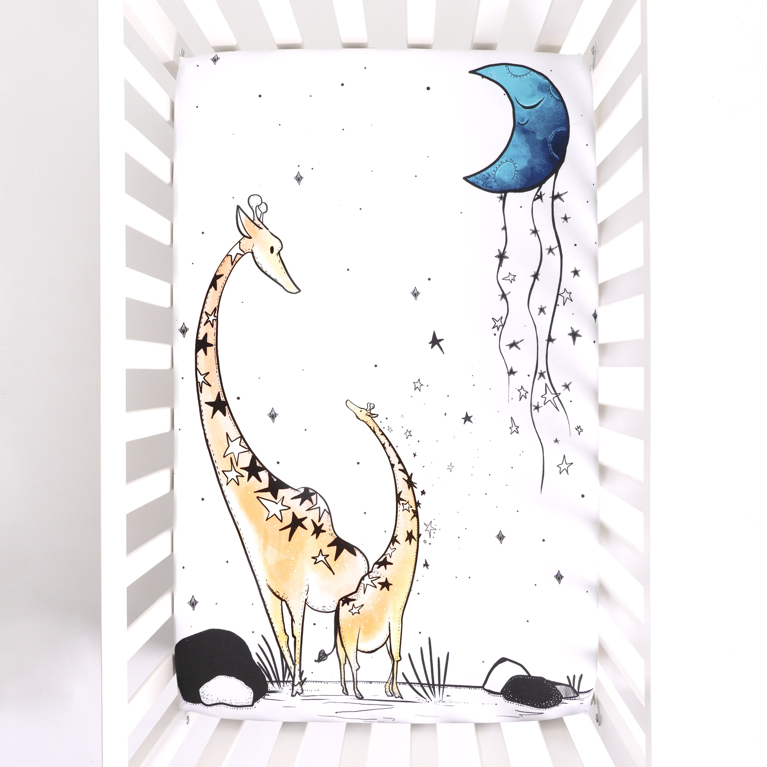 Fitted Mini Crib Sheet - Giraffe & A Calf