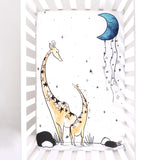 Fitted Mini Crib Sheet - Giraffe & A Calf