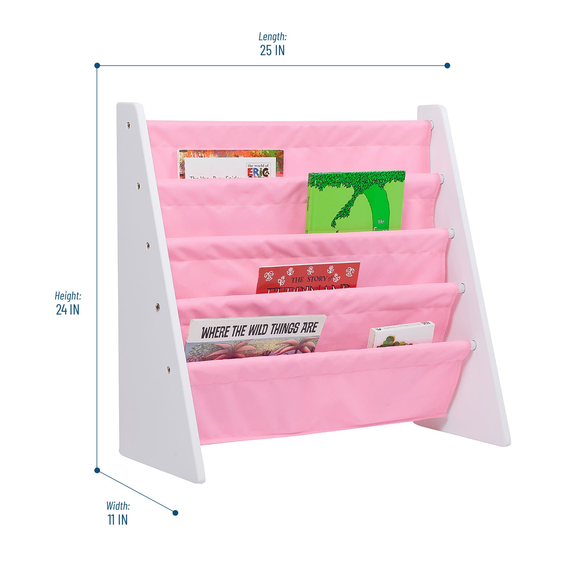 Sling Bookshelf - White w/ Pink