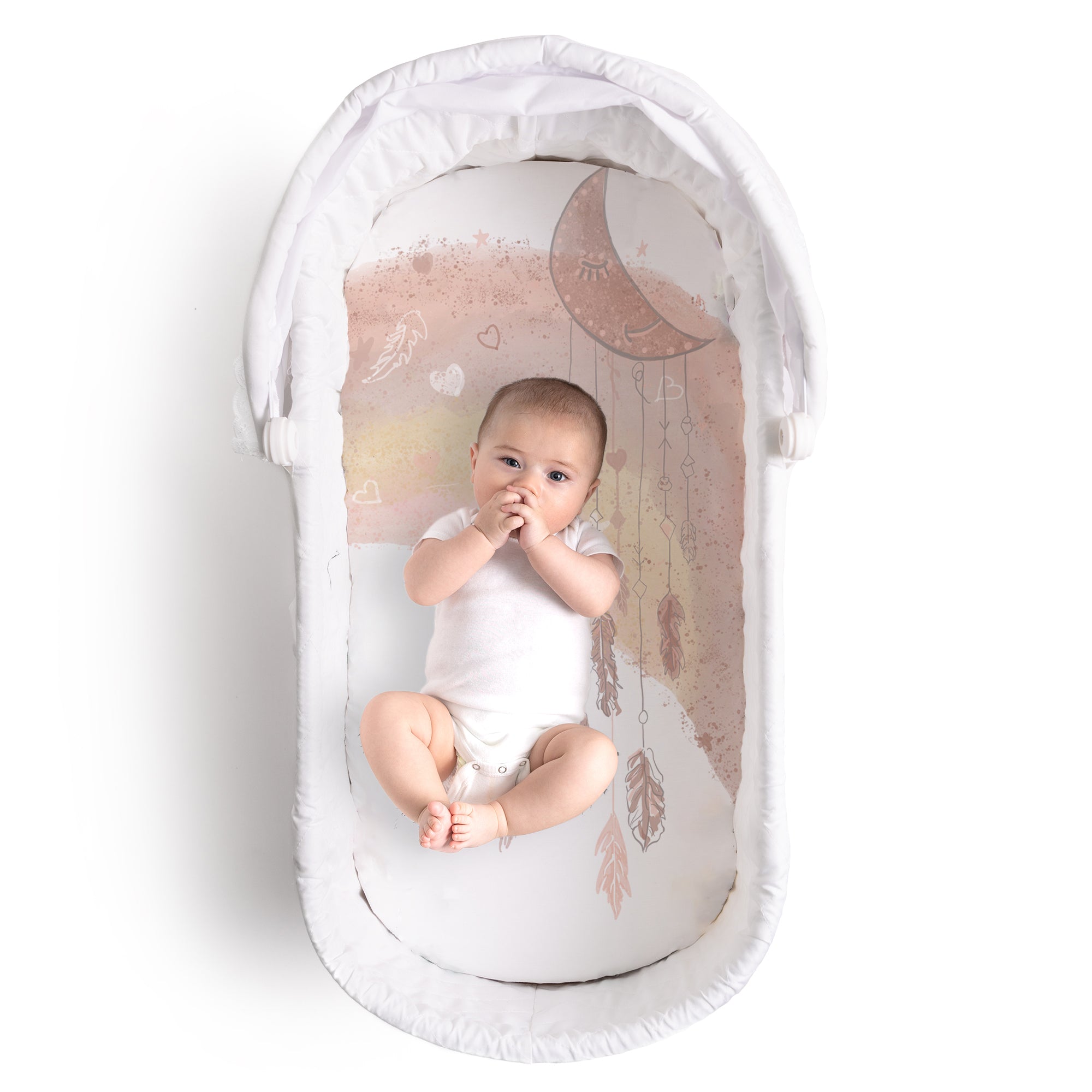 Fitted Bassinet Sheet - Dream Catcher Rainbow