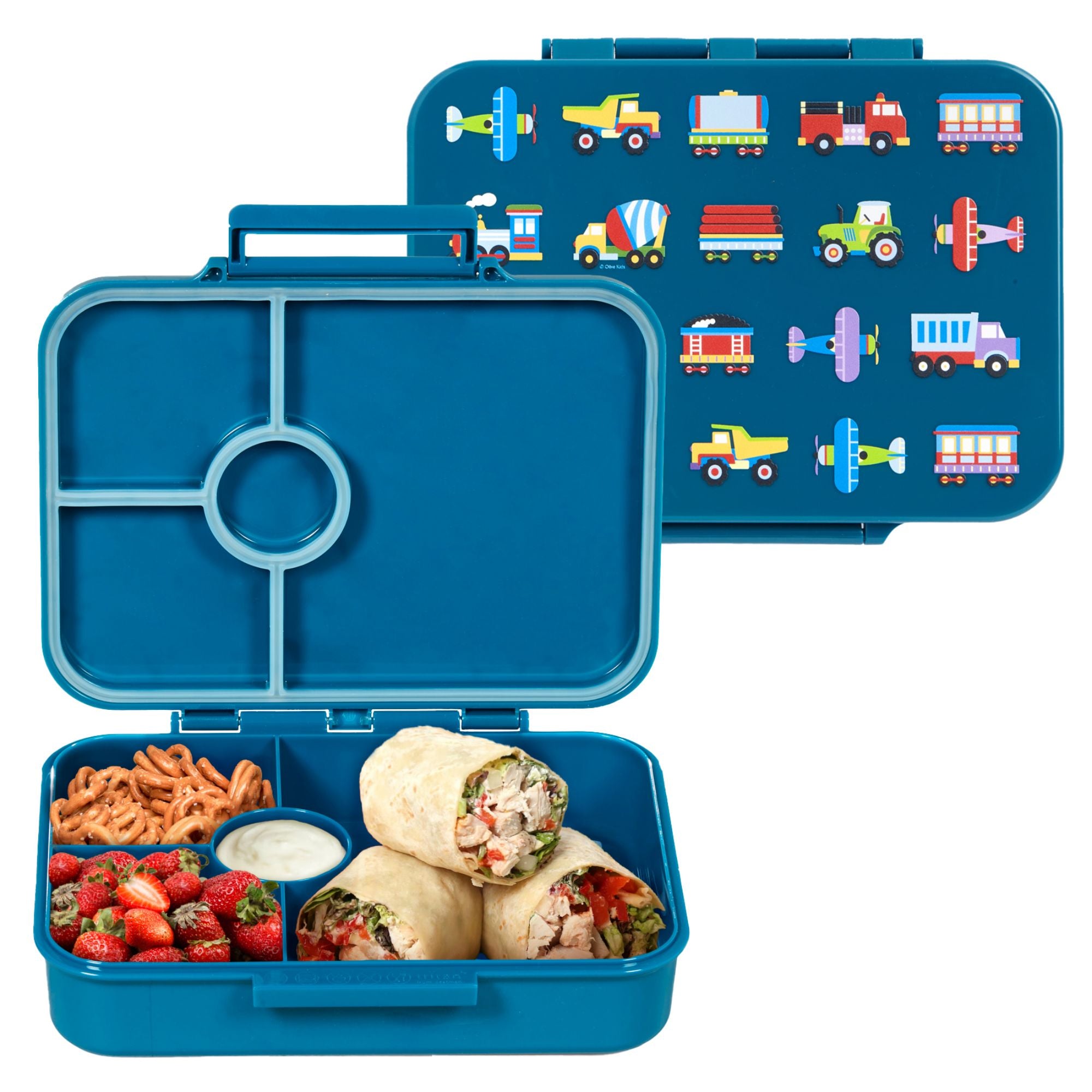 Wildkin Trains, Planes & Trucks Clip-In Lunch Box Blue