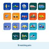 Memory Matching Game 36 pc - Transportation Edition - 18 pairs