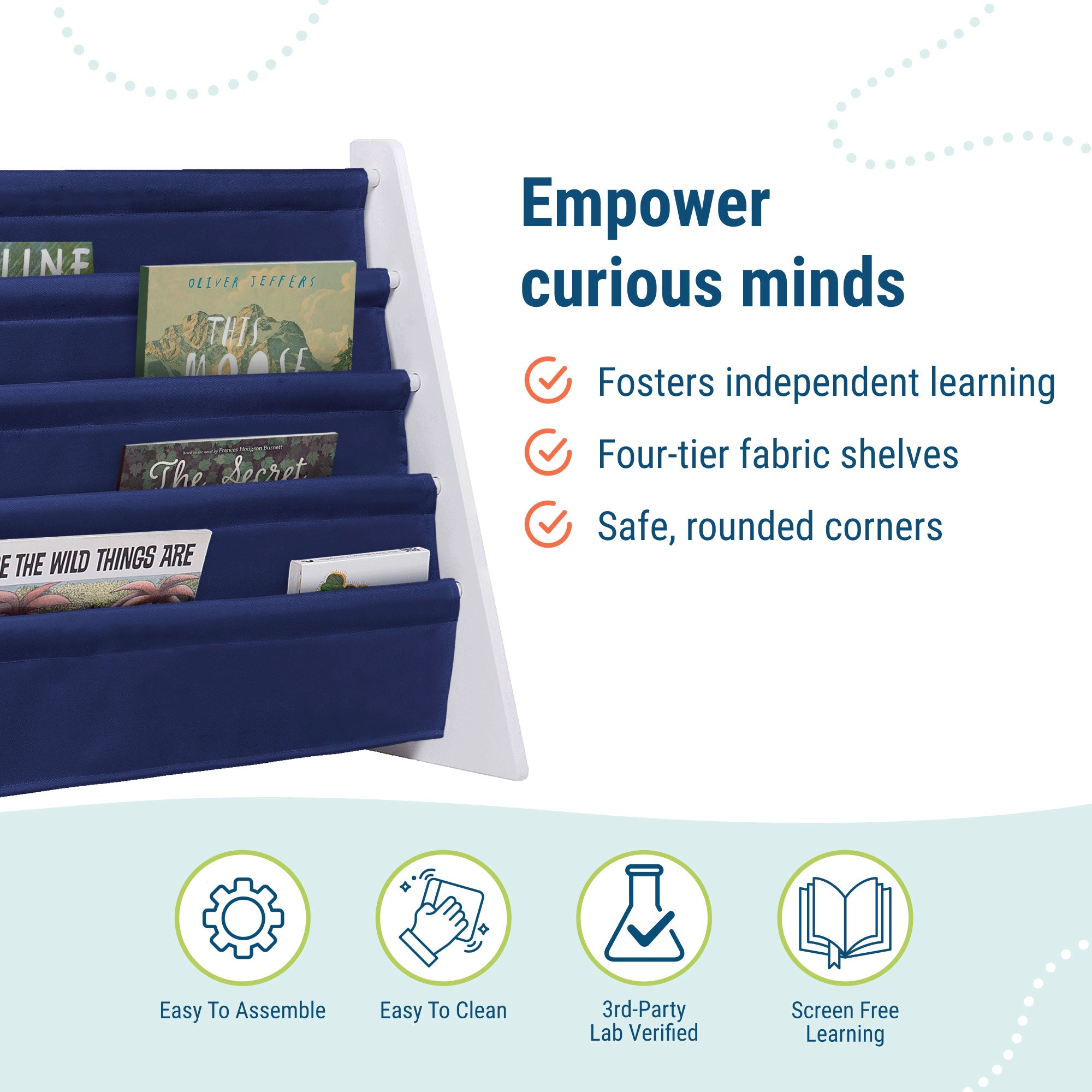 Sling Bookshelf - White w/ Blue