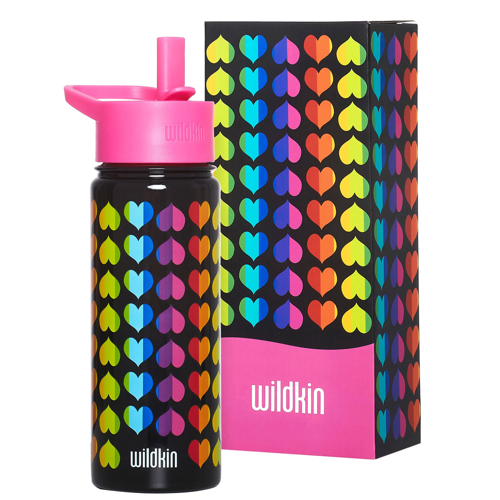 Rainbow Hearts Steel Water Bottle