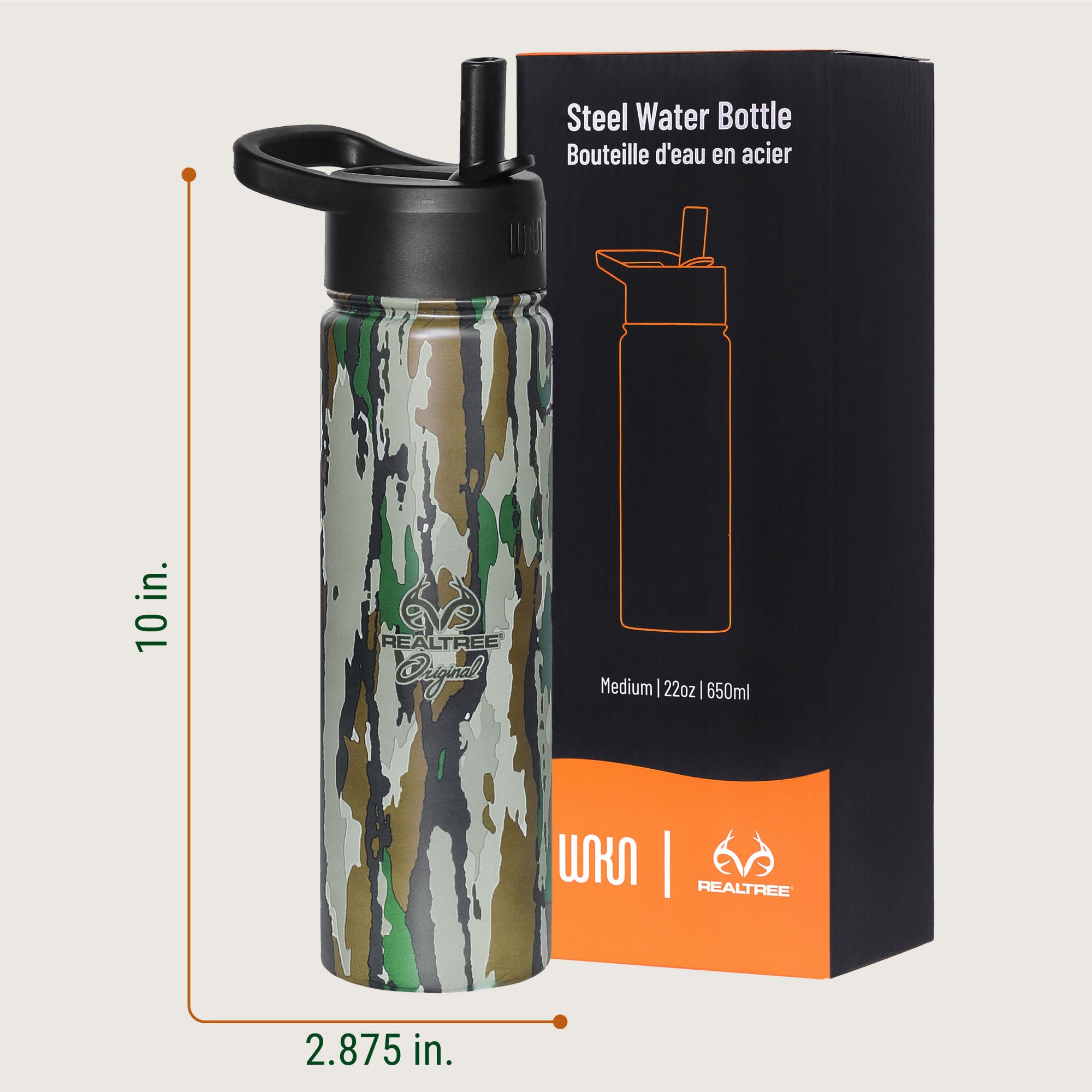 Realtree Original 22 oz Stainless Steel Water Bottle