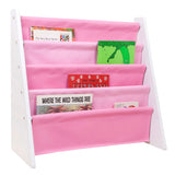 Vegan Leather Original Sling Bookshelf - White Wood w/ Light Pink and Dark Pink