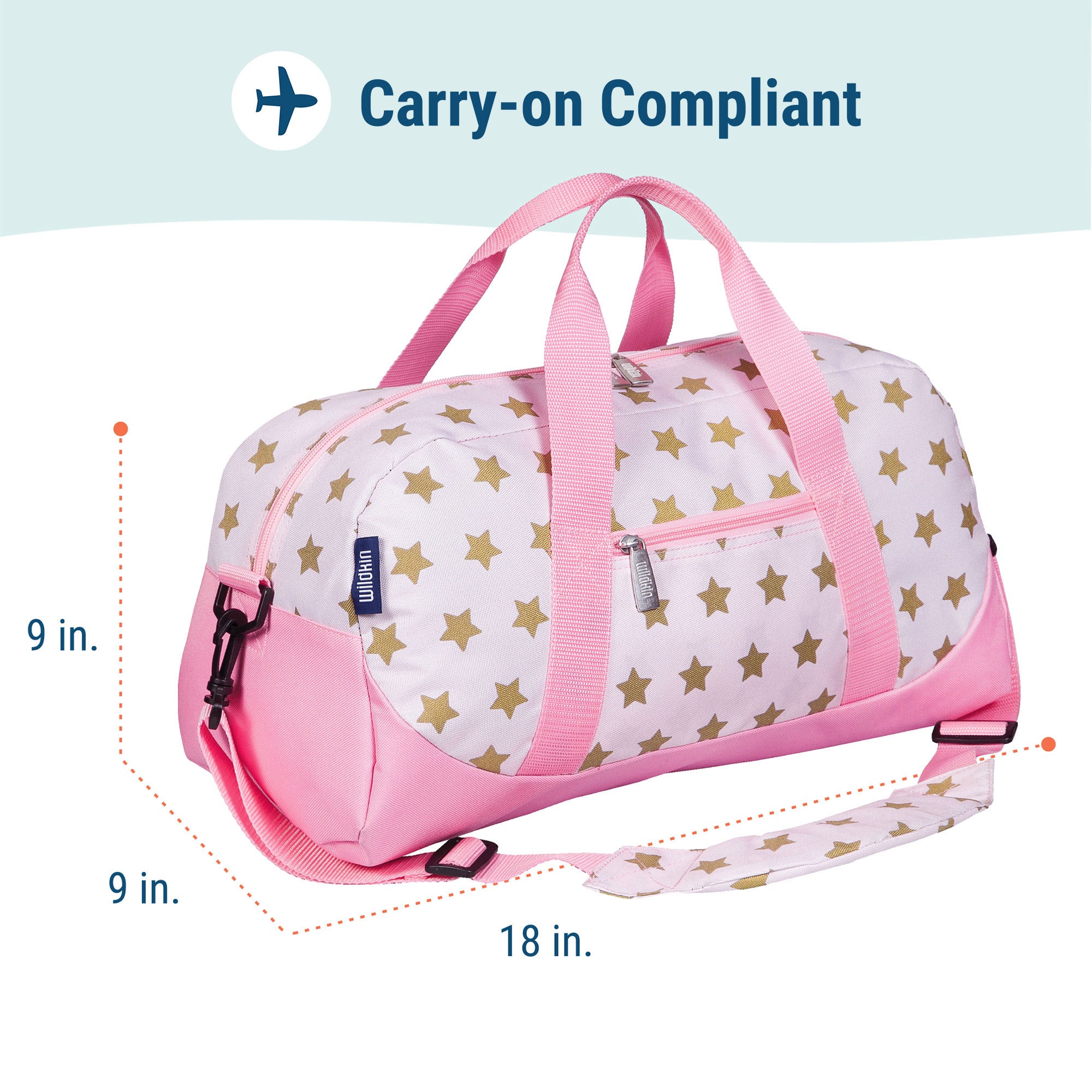 Pink and Gold Stars Overnighter Duffel Bag