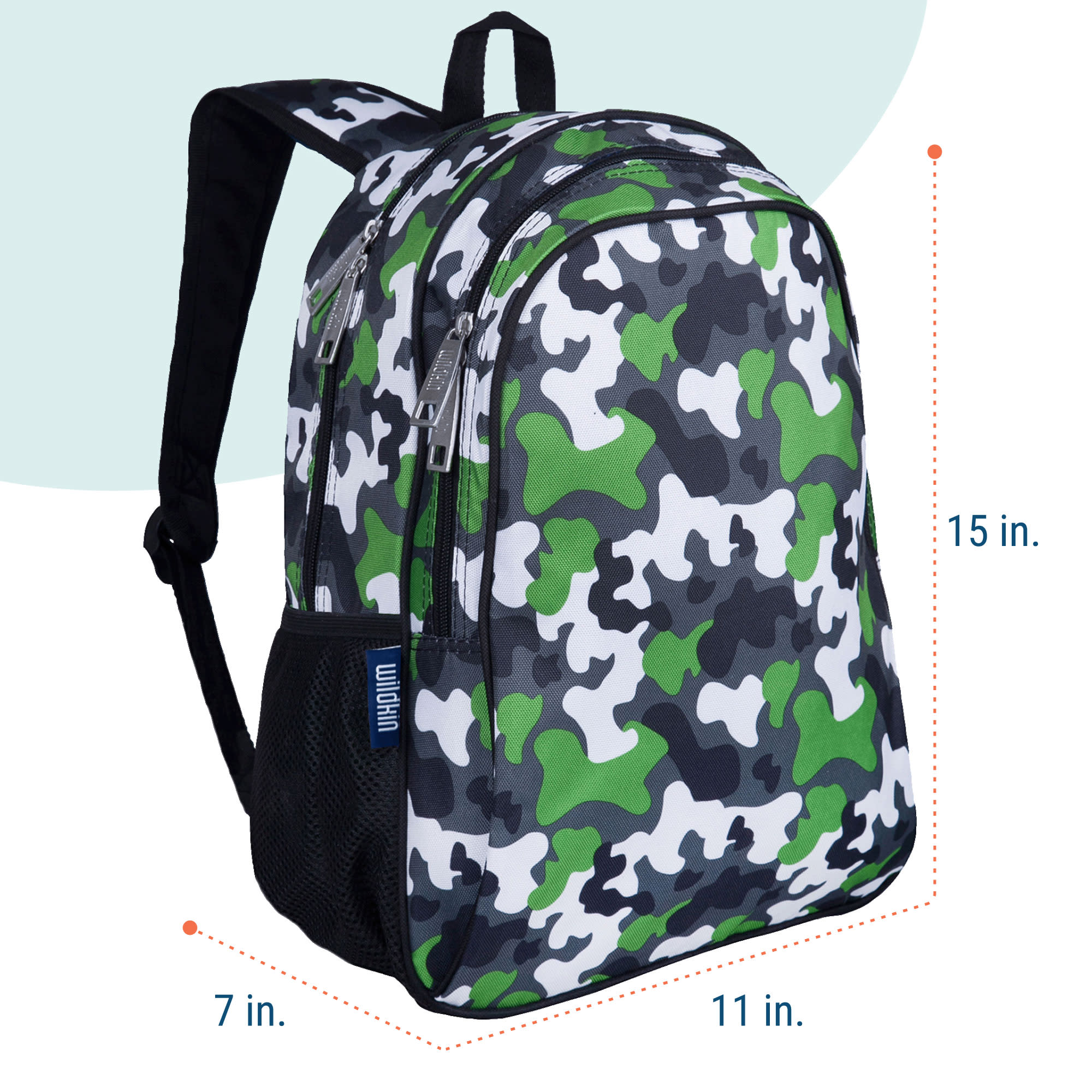 Green Camo 15 Inch Backpack