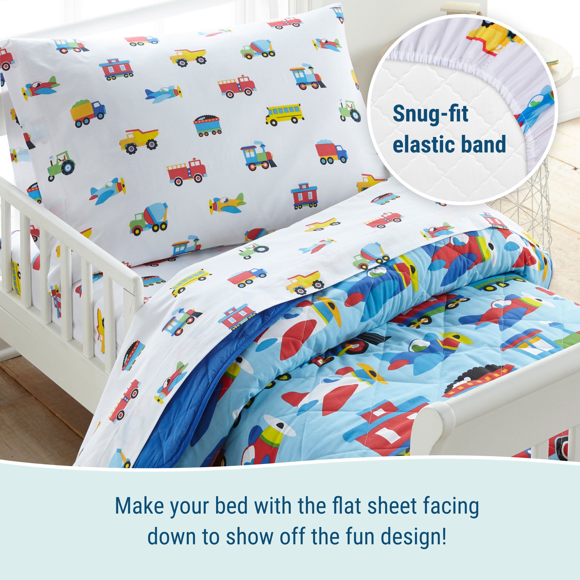 Trains Planes & Trucks 100% Cotton Flannel Sheet Set