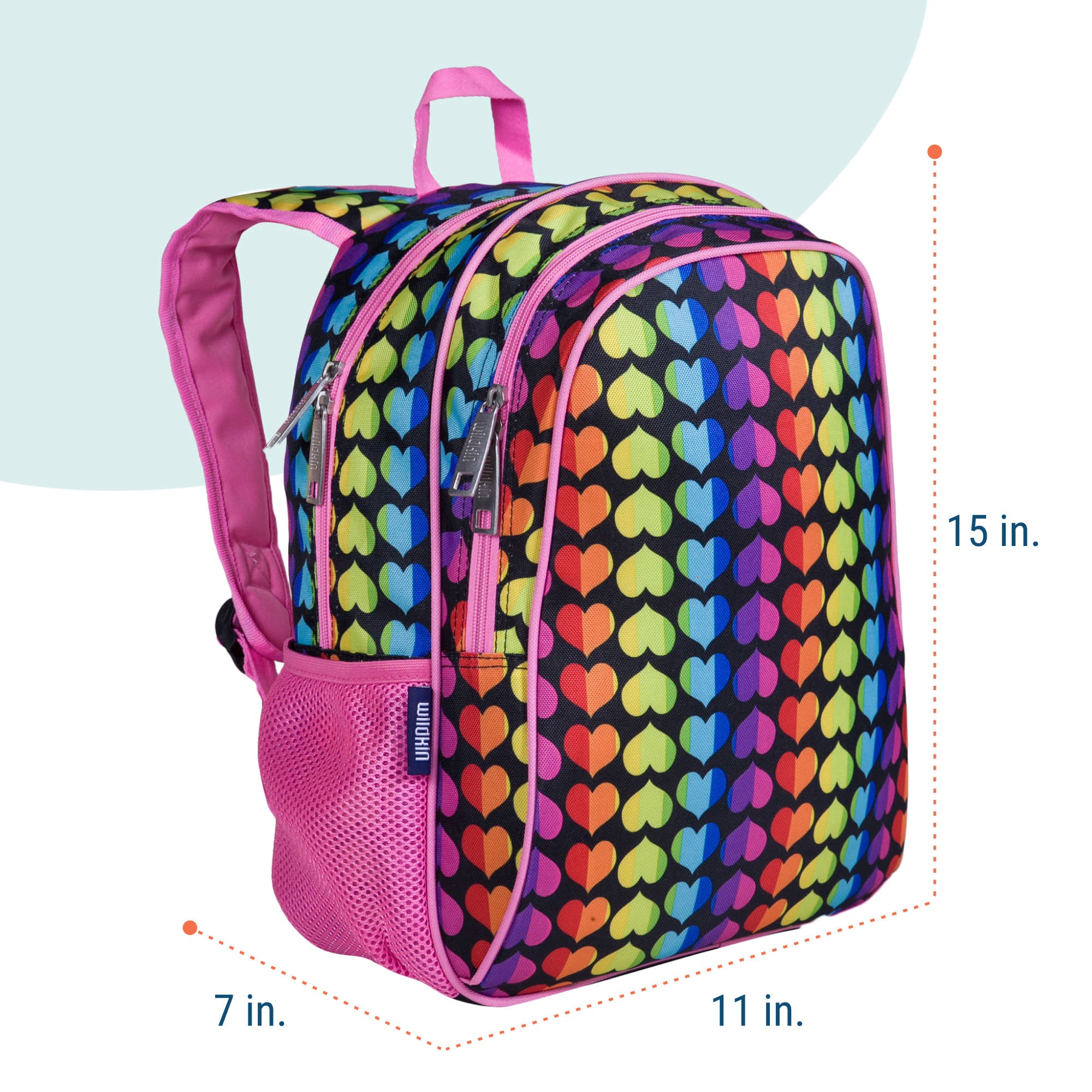 Rainbow Hearts 15 Inch Backpack