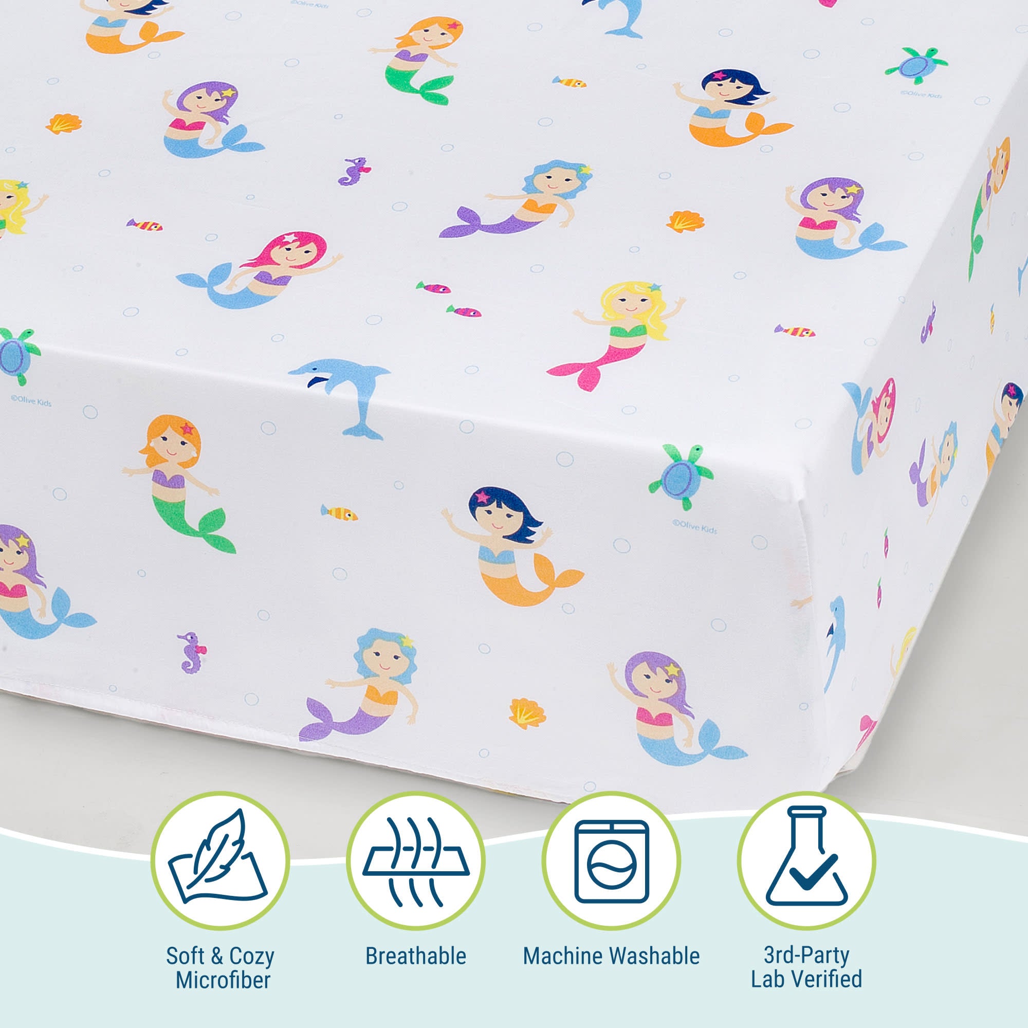 Mermaids Microfiber Fitted Crib Sheet